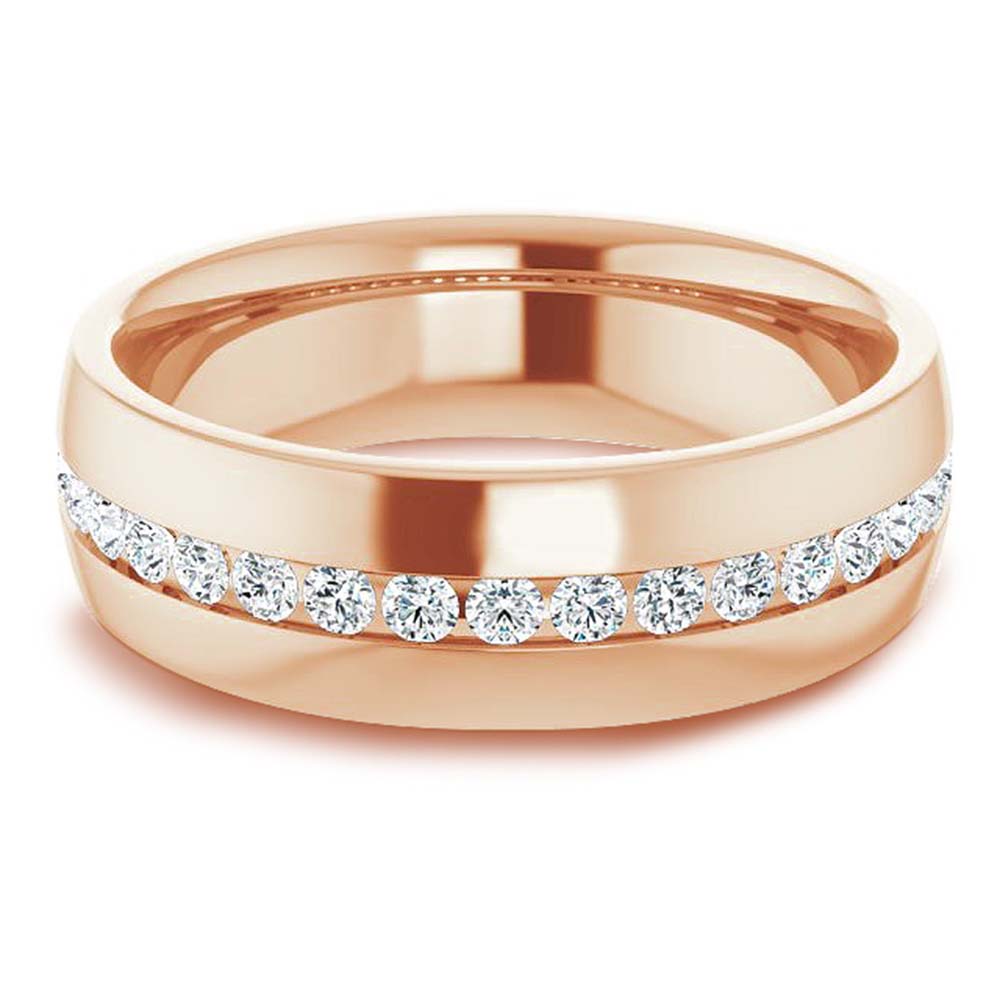 Channel Set Round Diamond Half Eternity Men's Band-VIRABYANI