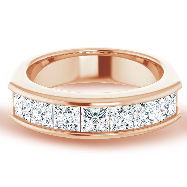 3.0 ctw Channel Set Princess Diamond Men's Ring-VIRABYANI