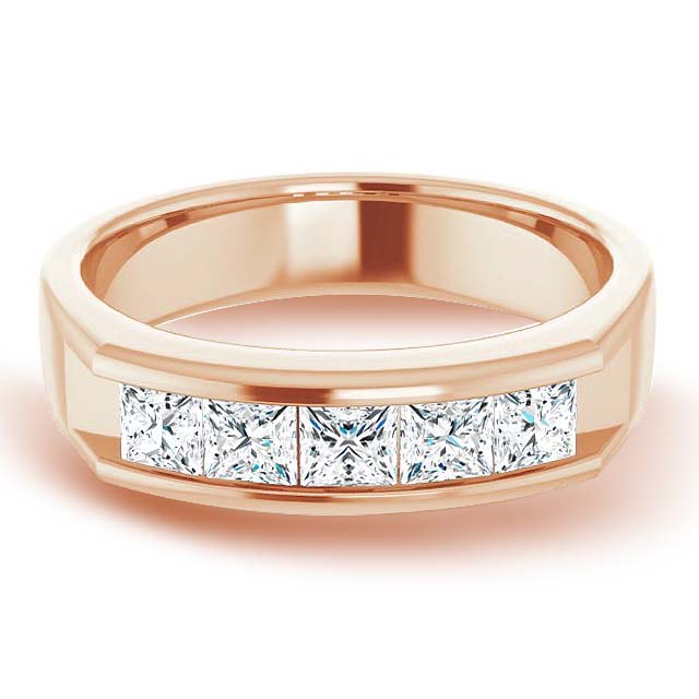 1.50 ctw Channel Set Princess Cut Diamond Men's Ring Five Stone-VIRABYANI