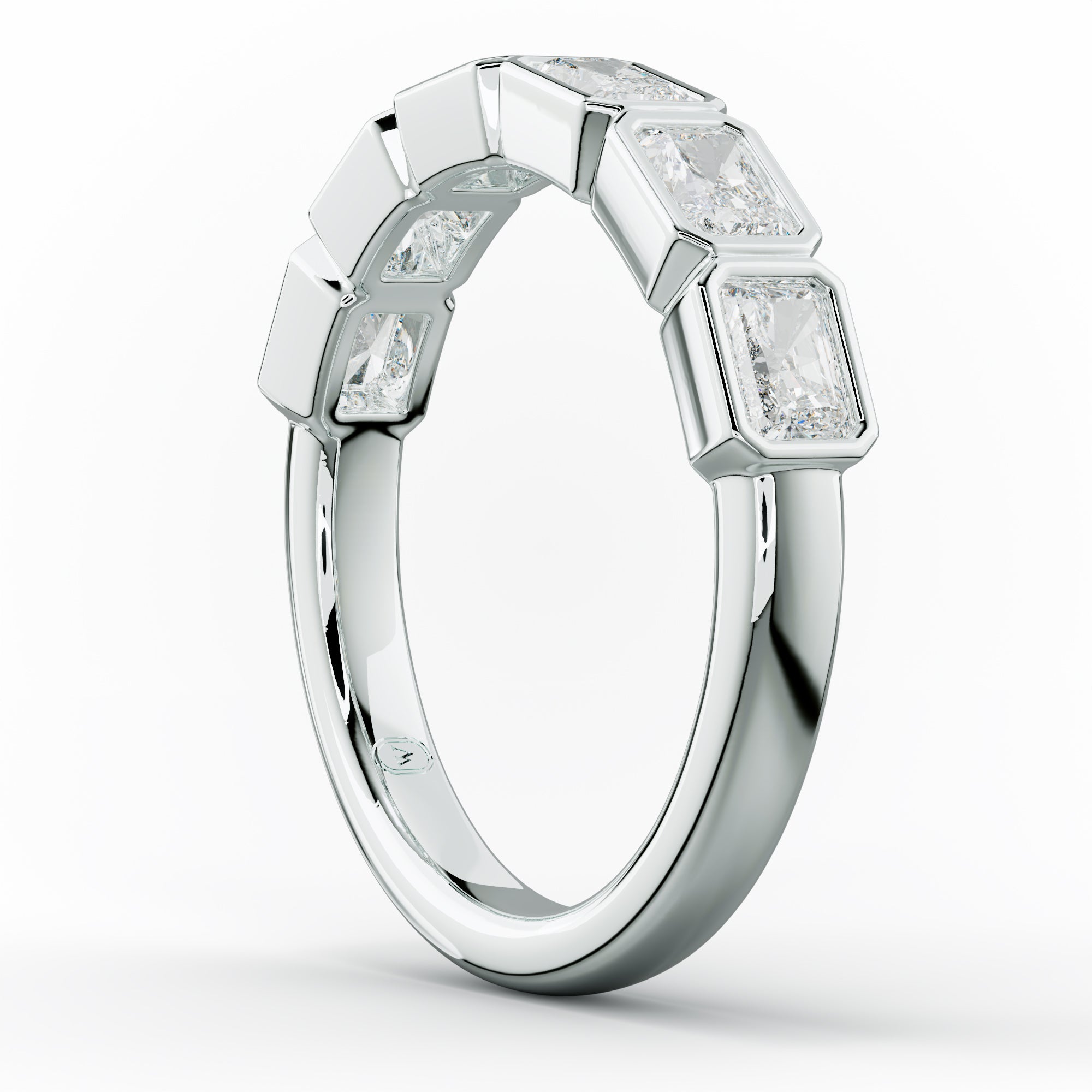 1.0 Carat East West Radiant Cut Bezel Set Diamond Anniversary Band