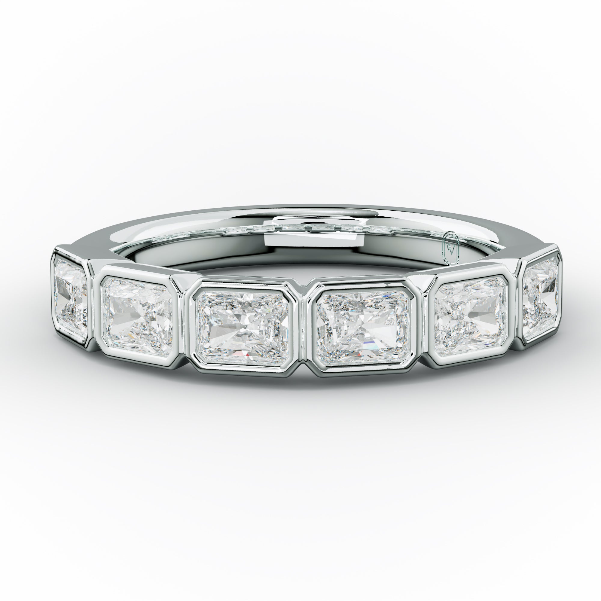 1.0 Carat East West Radiant Cut Bezel Set Diamond Anniversary Band