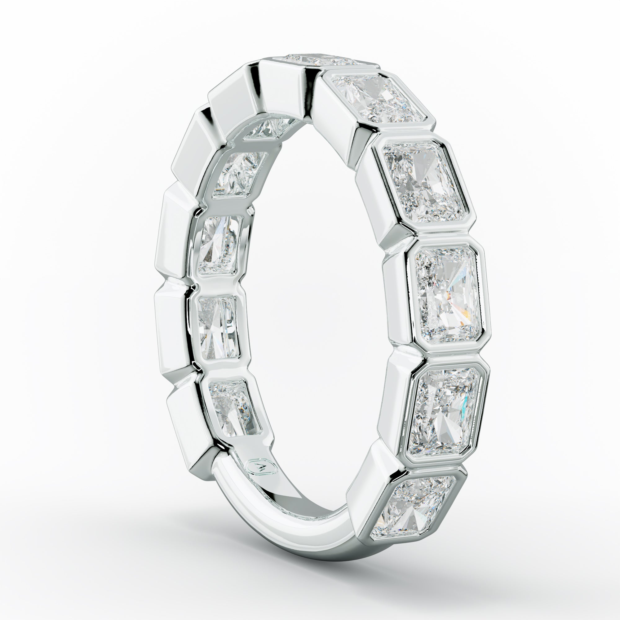 2.0 Carat East West Radiant Cut Bezel Set Diamond Anniversary Band