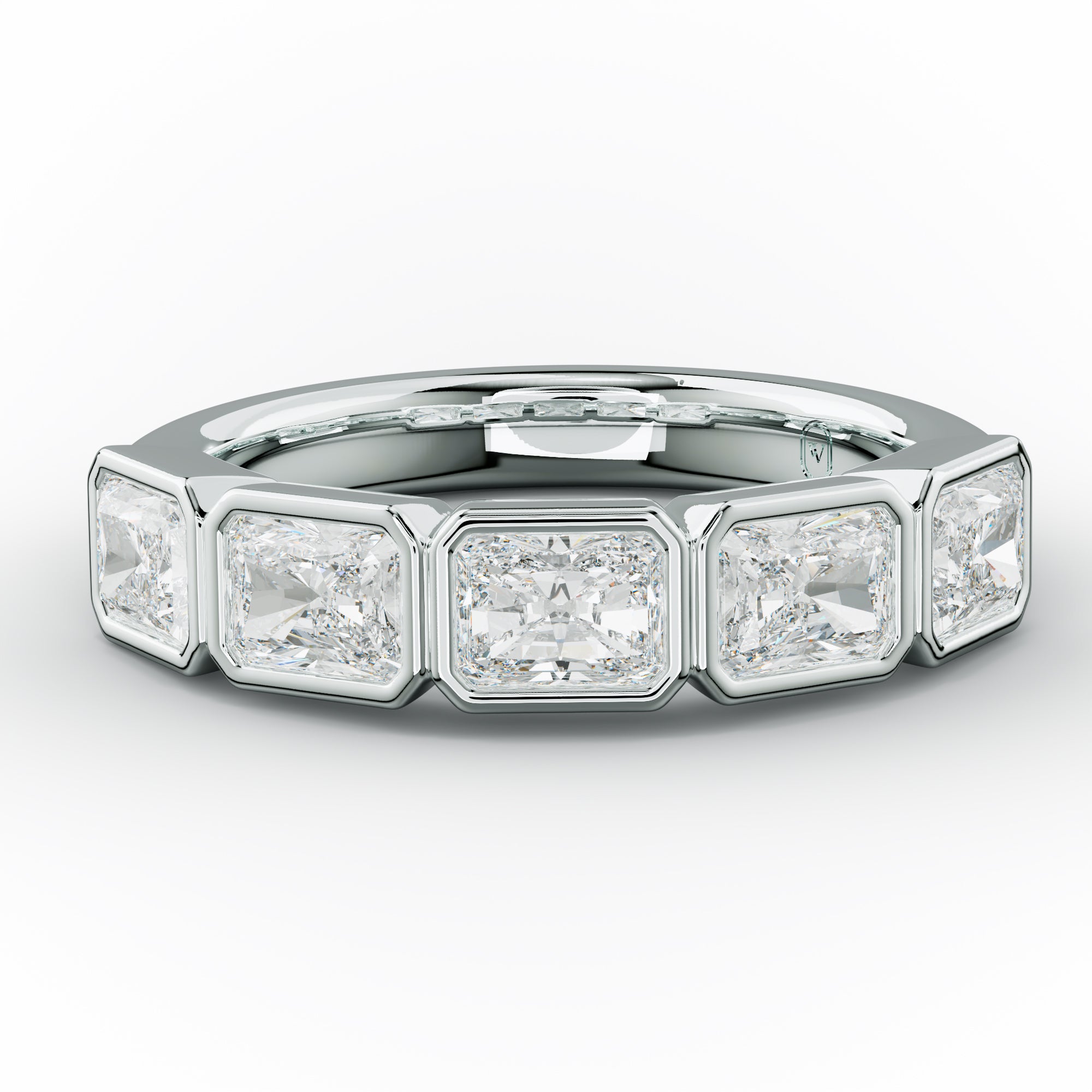 2.0 Carat East West Radiant Cut Bezel Set Diamond Anniversary Band