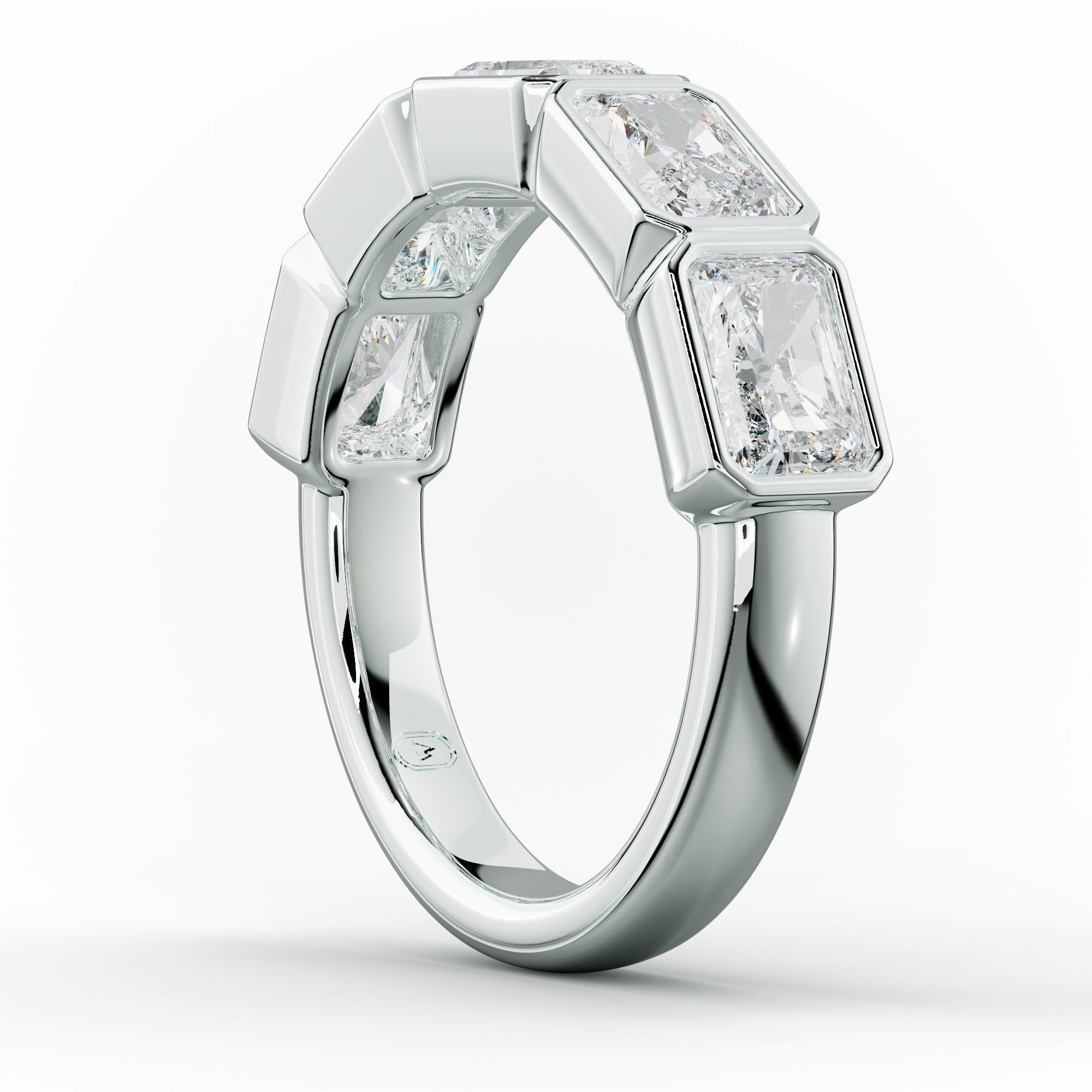 3.0 Carat East West Radiant Cut Bezel Set Diamond Anniversary Band