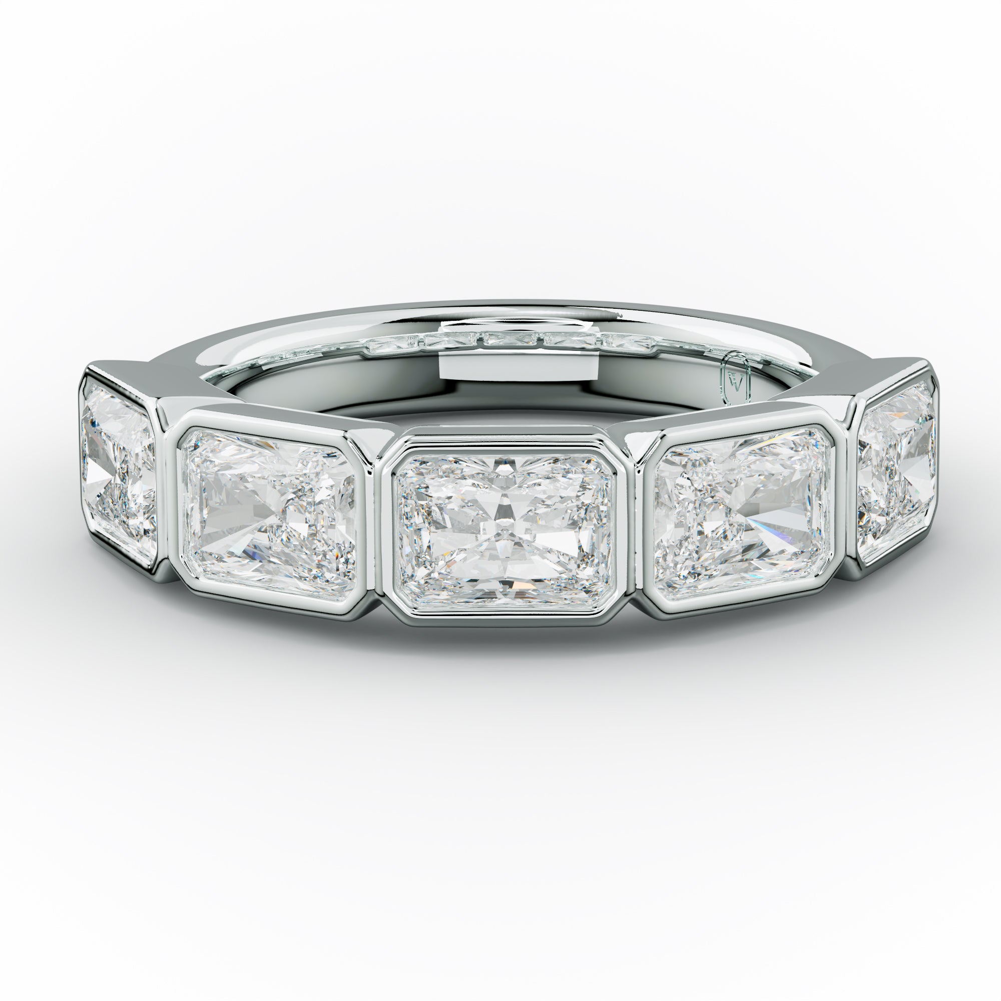 3.0 Carat East West Radiant Cut Bezel Set Diamond Anniversary Band