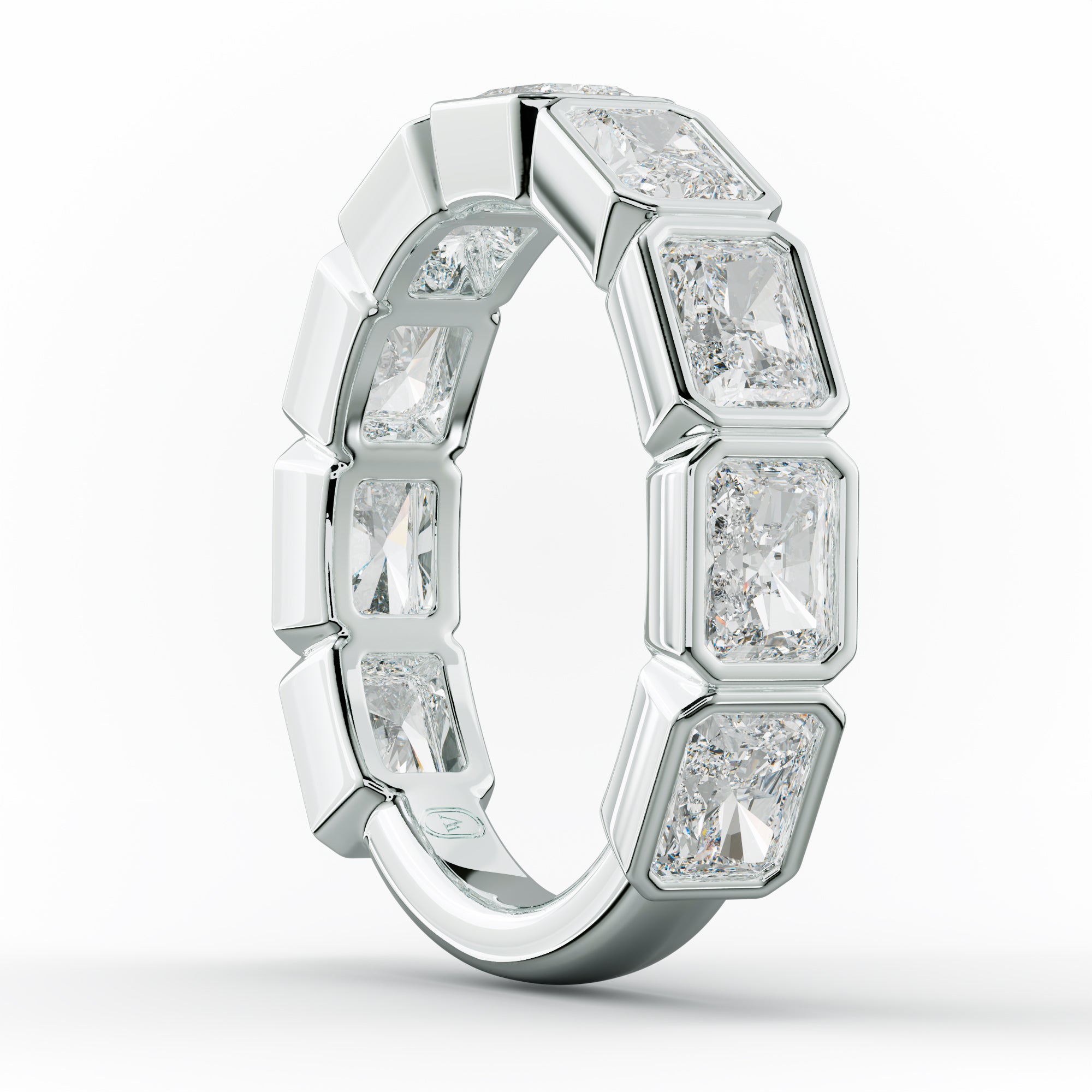 3.0 Carat East West Radiant Cut Bezel Set Diamond Anniversary Band