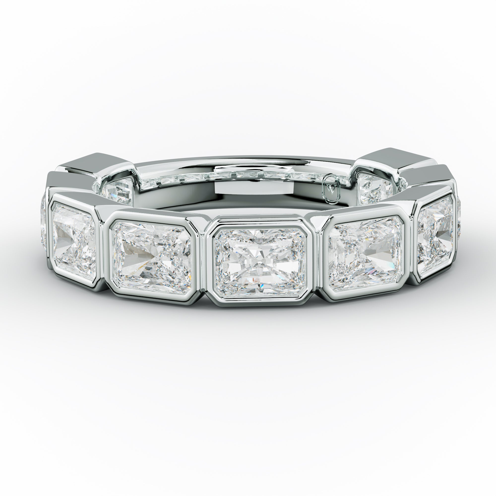 3.0 Carat East West Radiant Cut Bezel Set Diamond Anniversary Band