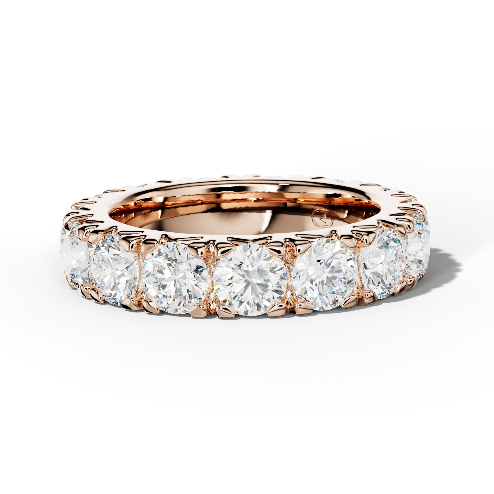 5.0 Carat Round Diamond French Pave Eternity Band