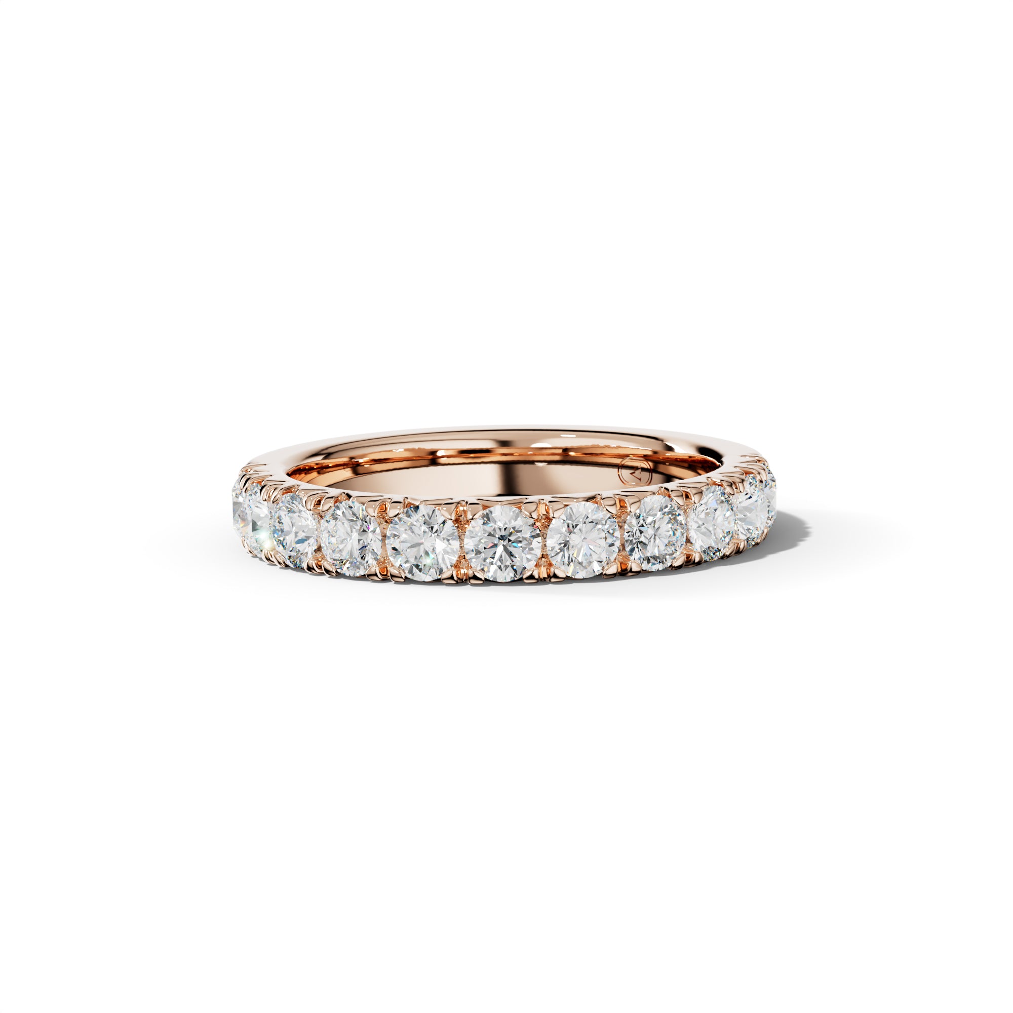 3/4 Carat Round Diamond French Pave Half Anniversary Band