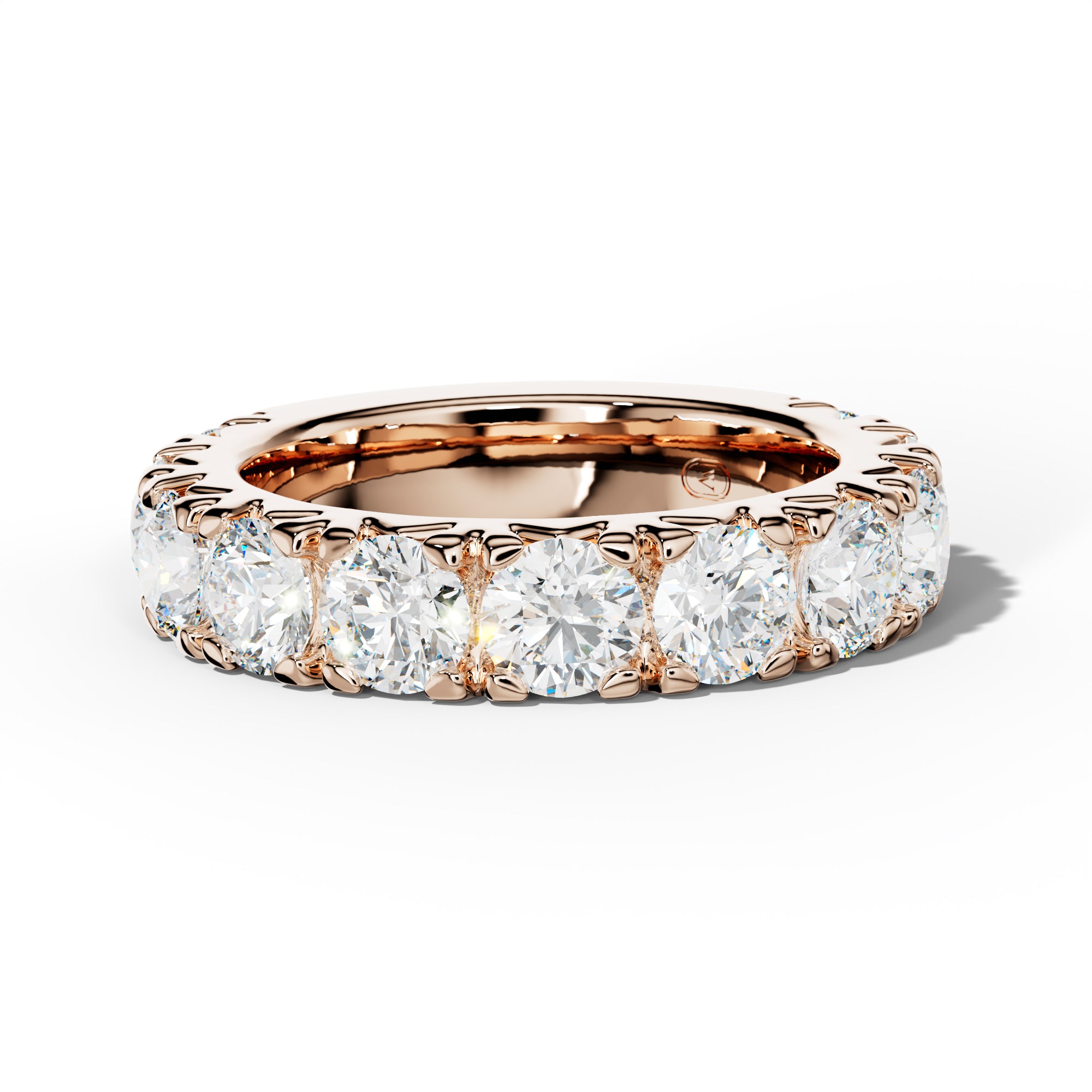 4.0 Carat Round Diamond French Pave 3/4 Anniversary Band
