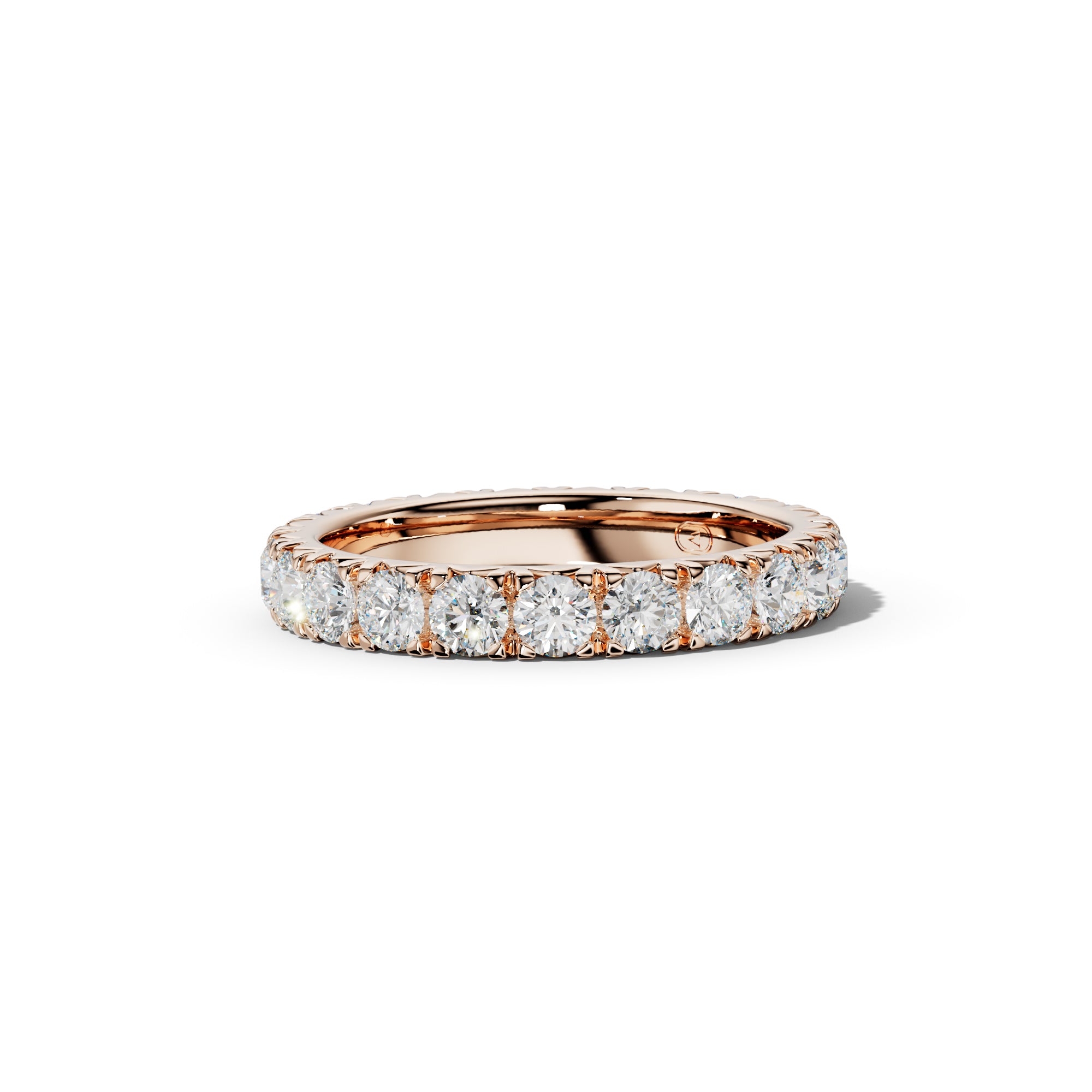 2.0 Carat Round Diamond French Pave Eternity Band