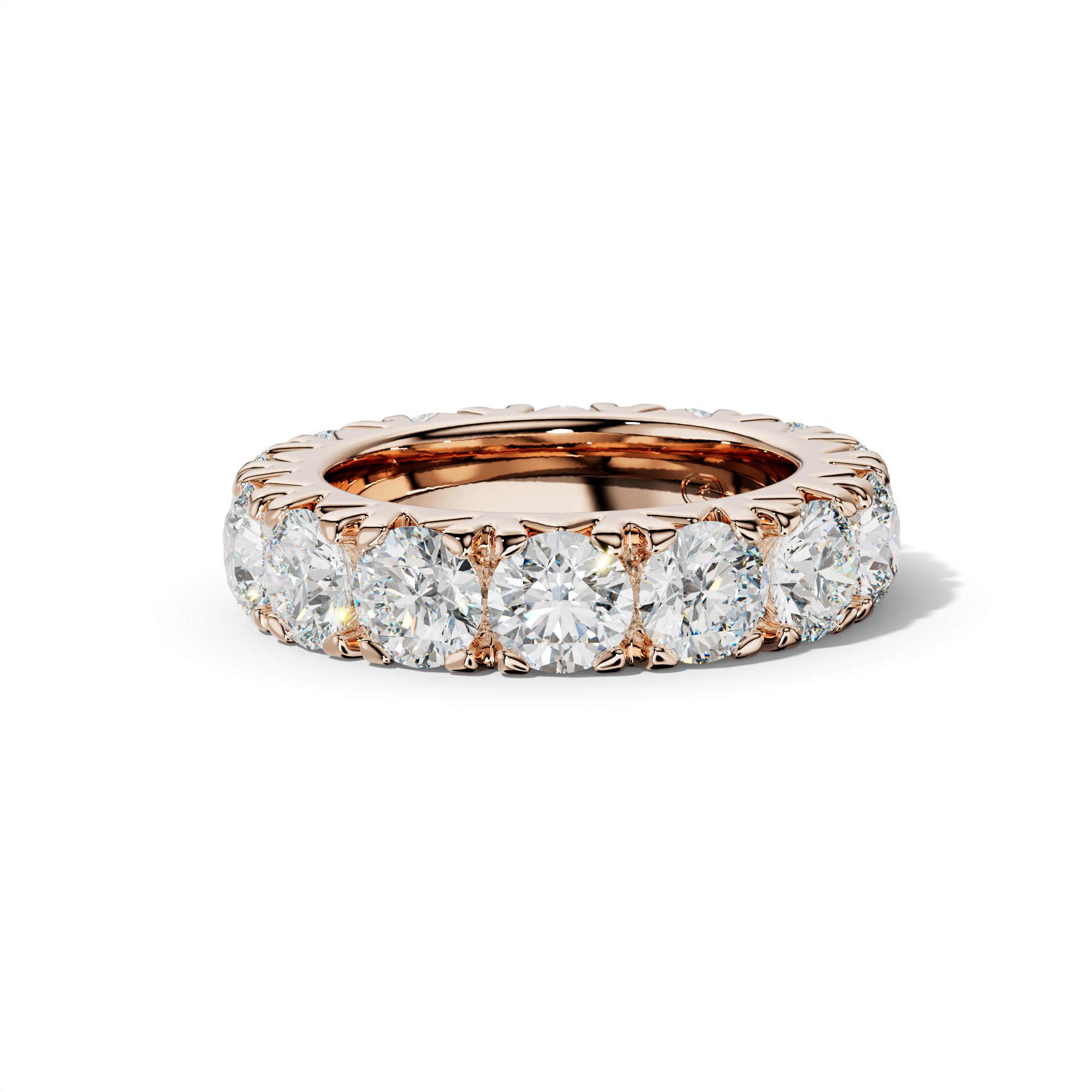 7.0 Carat Round Diamond French Pave Eternity Band