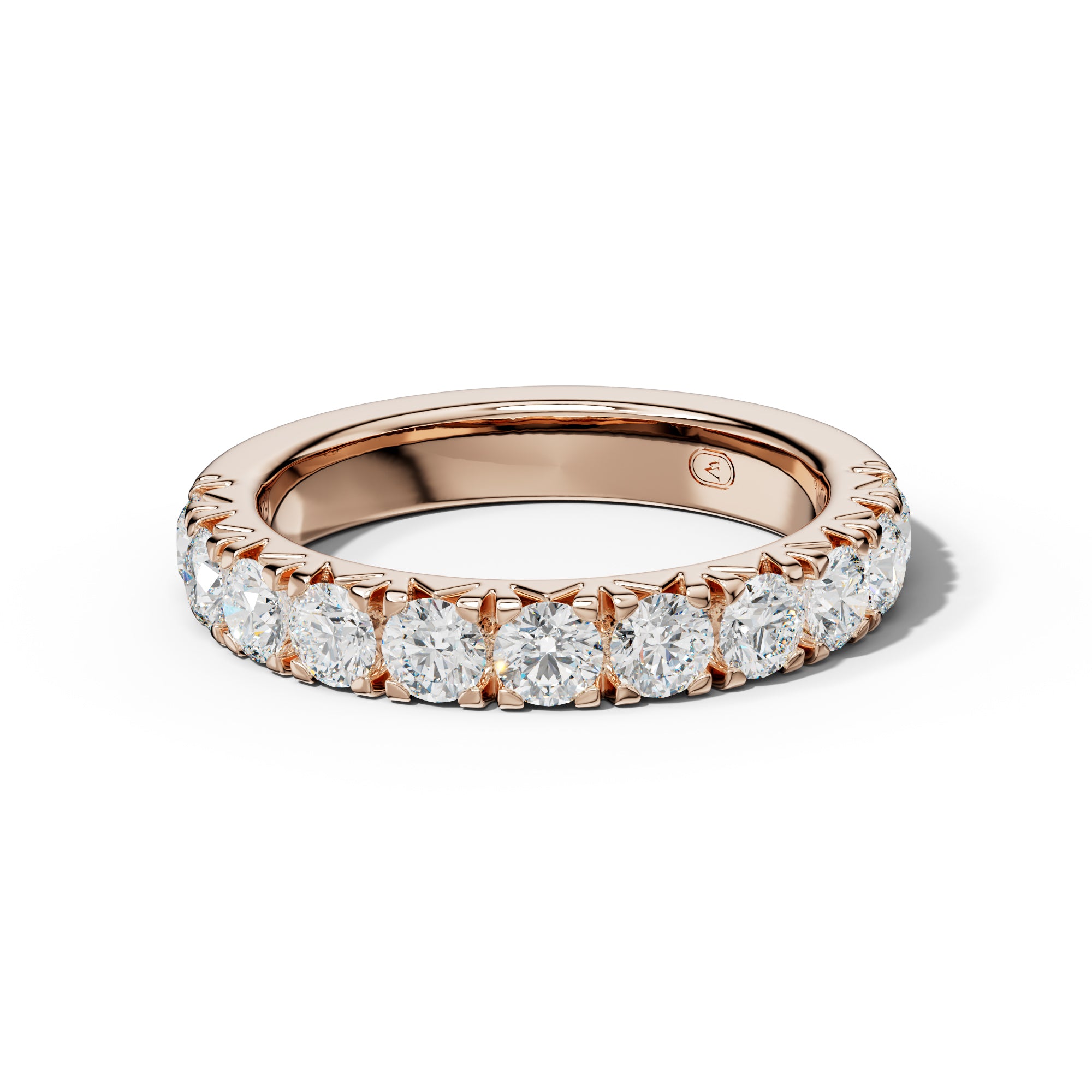 1 1/2 Carat Round Diamond French Pave Half Anniversary Band