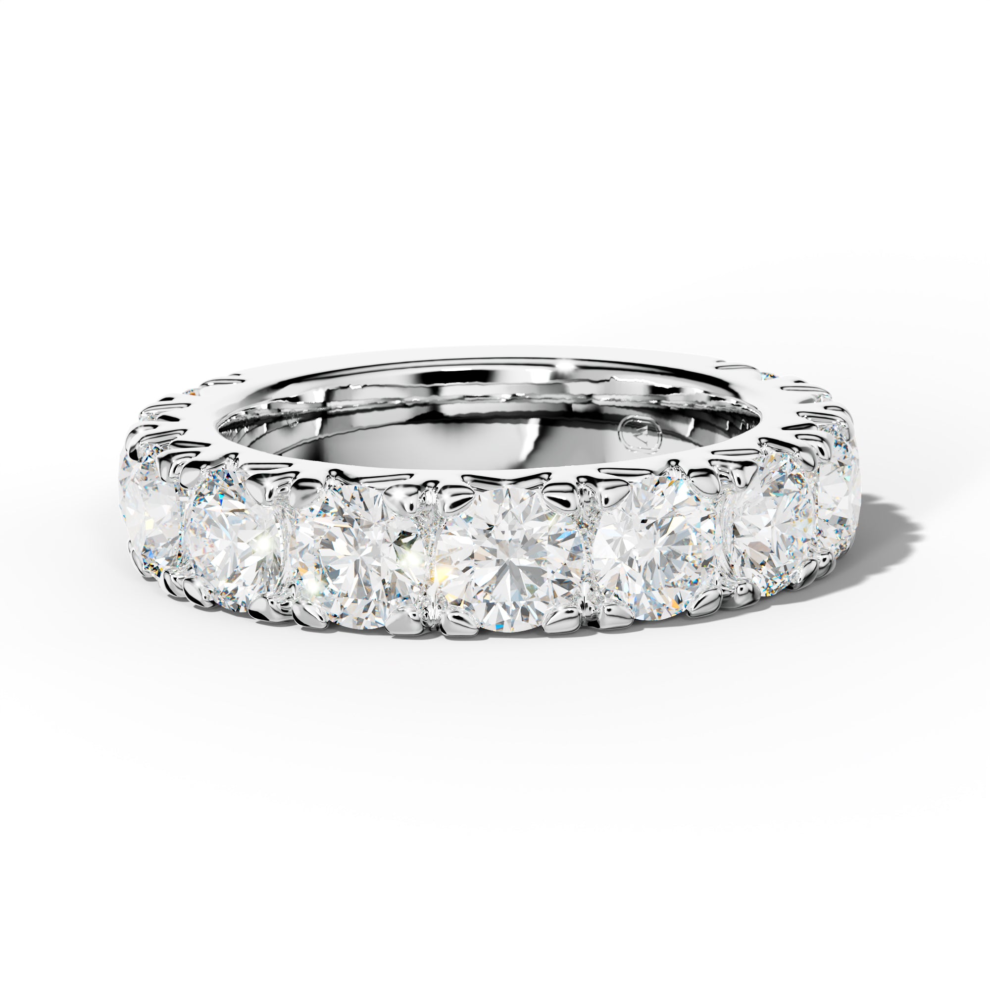 4.0 Carat Round Diamond French Pave 3/4 Anniversary Band