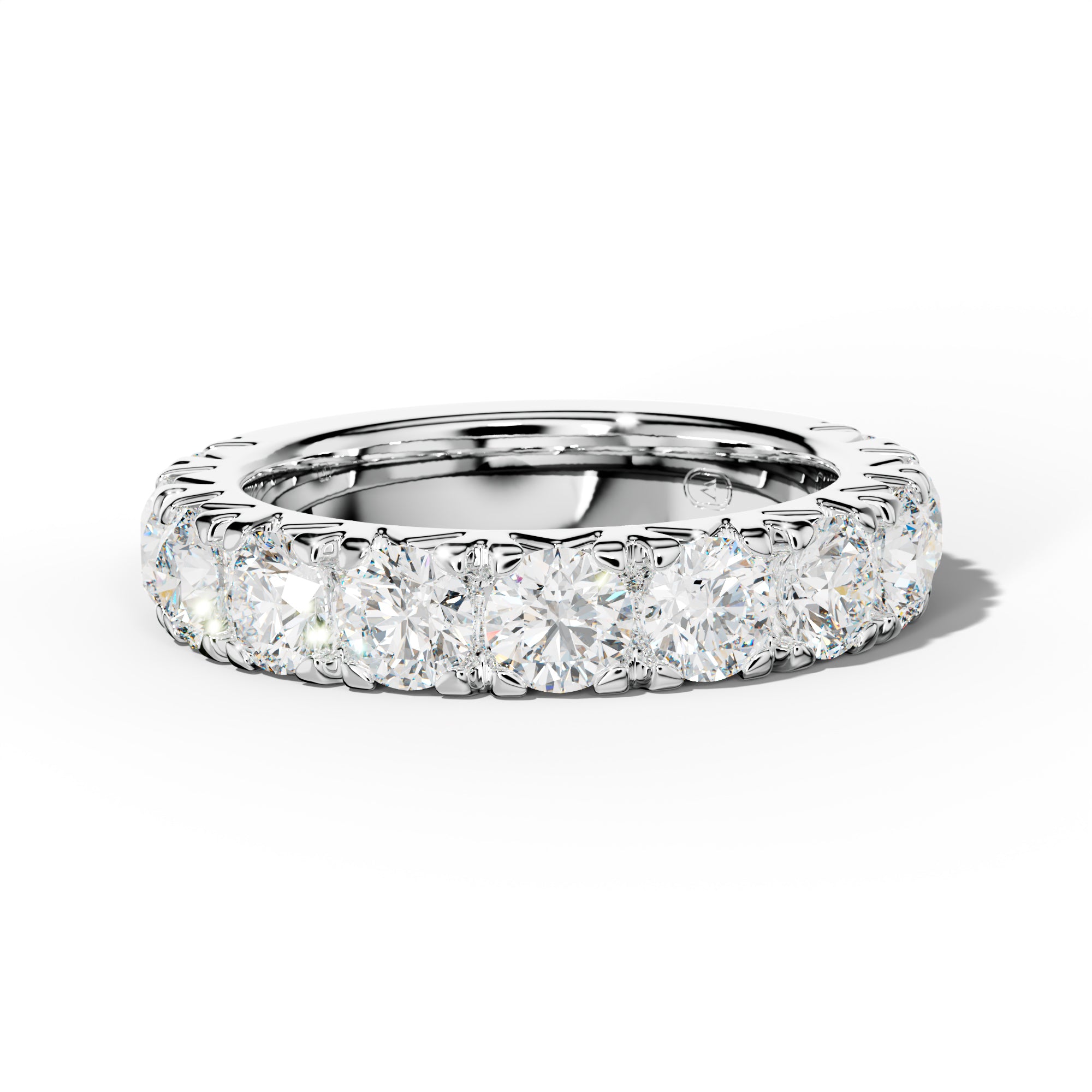 3.0 Carat Round Diamond French Pave 3/4 Anniversary Band