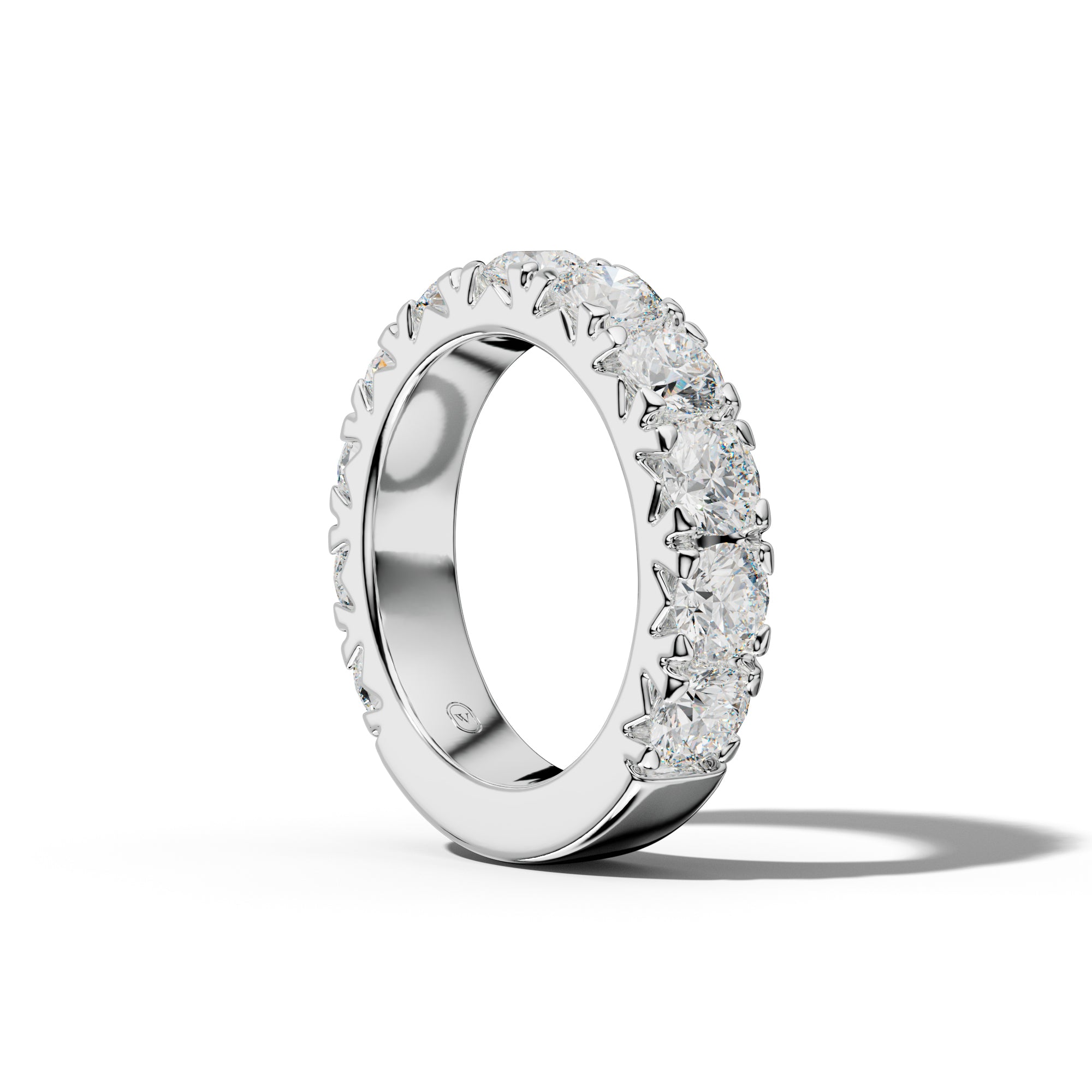 4.0 Carat Round Diamond French Pave 3/4 Anniversary Band