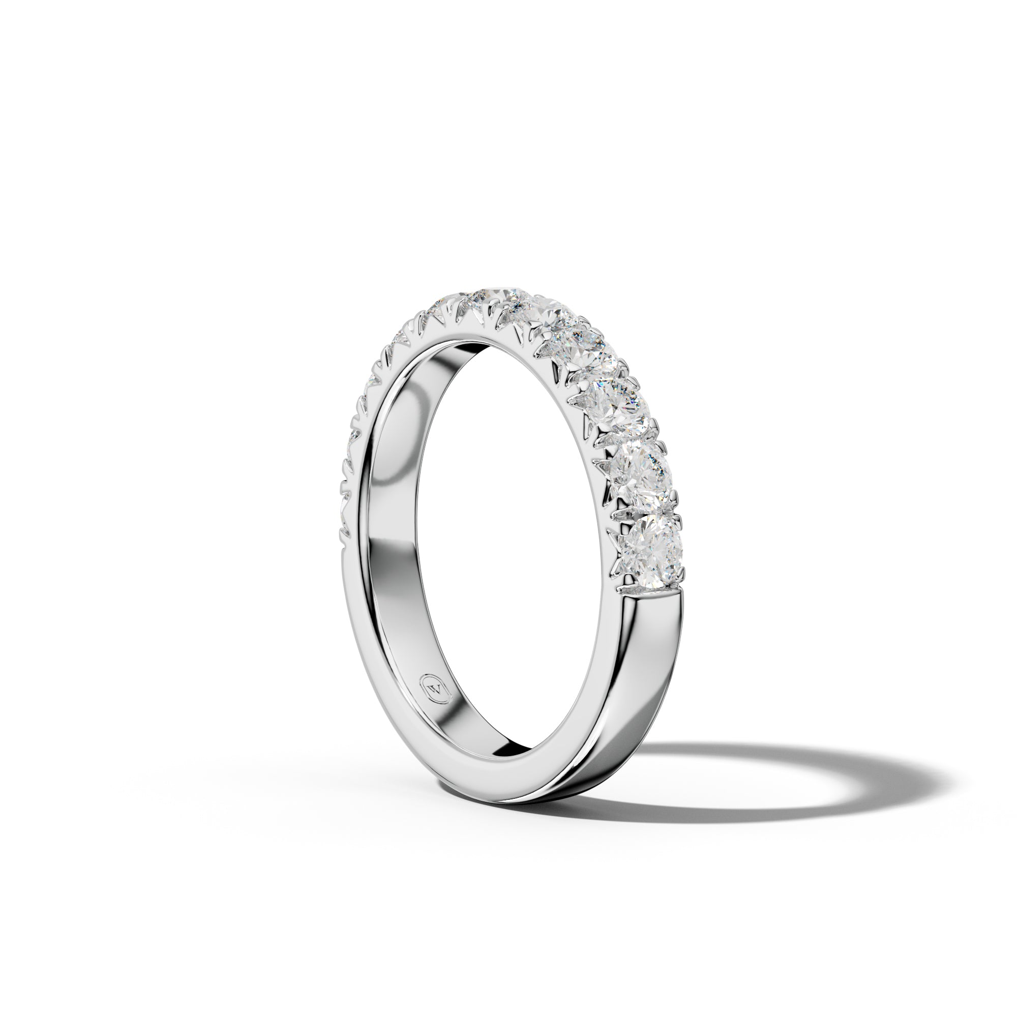 3/4 Carat Round Diamond French Pave Half Anniversary Band