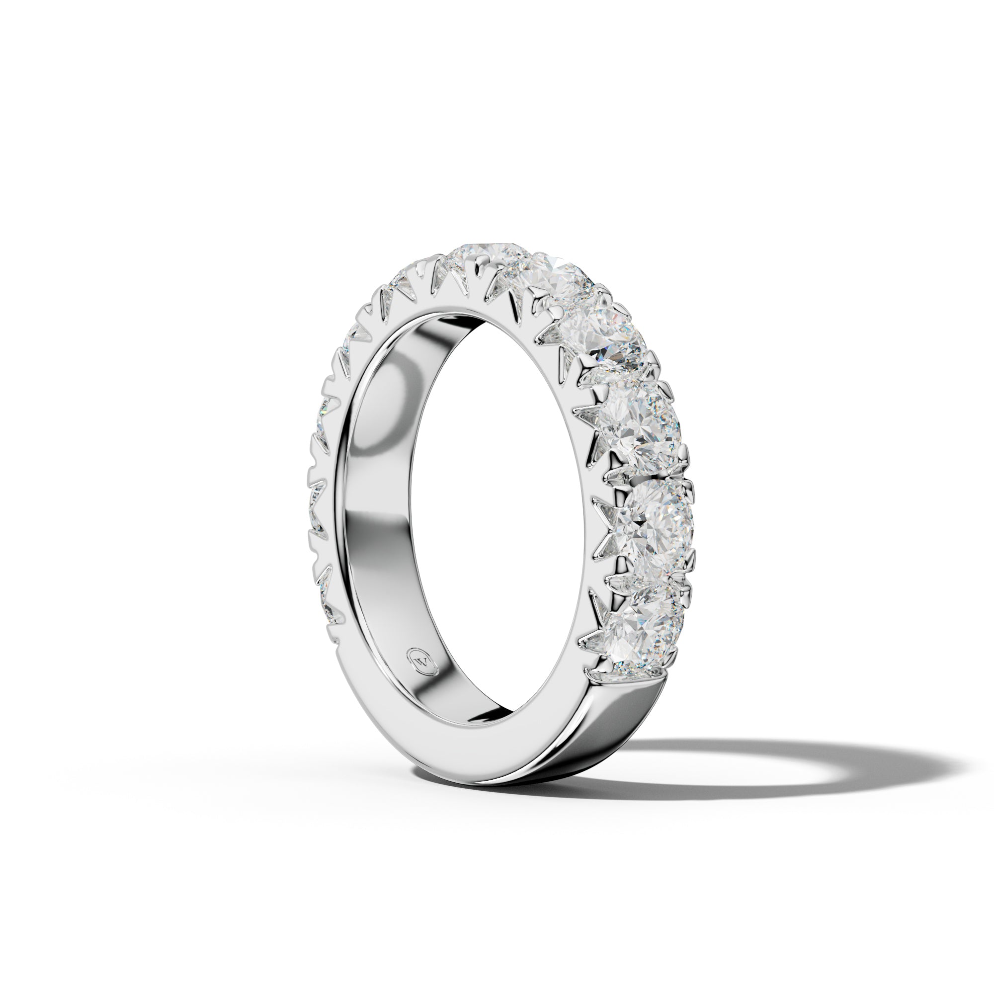 3.0 Carat Round Diamond French Pave 3/4 Anniversary Band