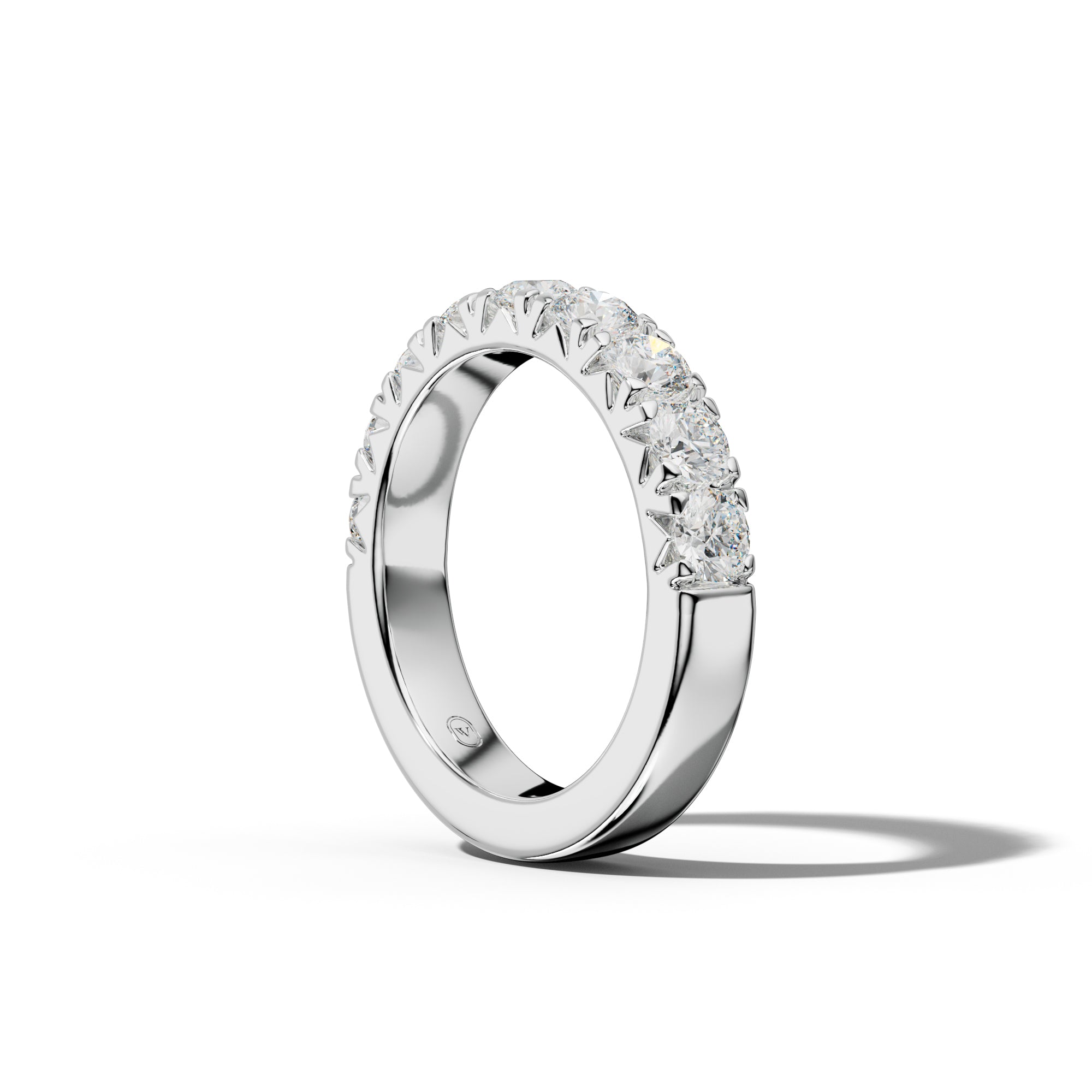1.0 Carat Round Diamond French Pave Half Anniversary Band