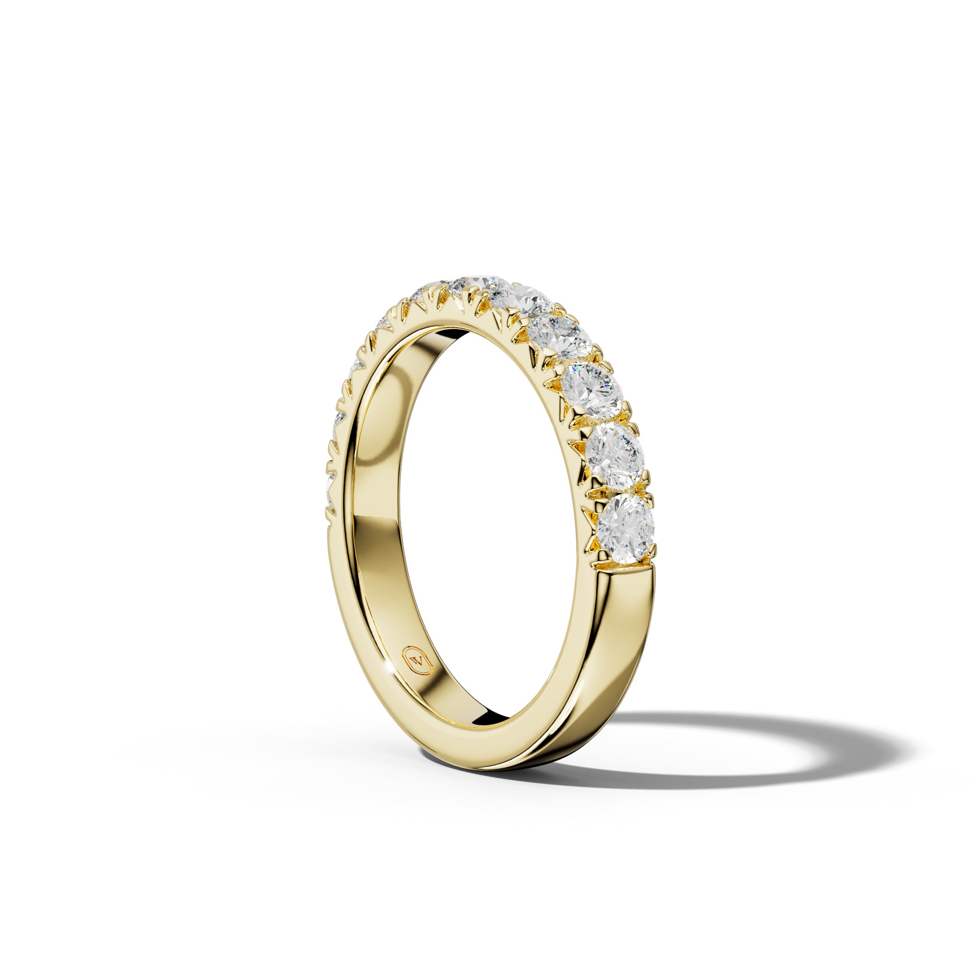 3/4 Carat Round Diamond French Pave Half Anniversary Band