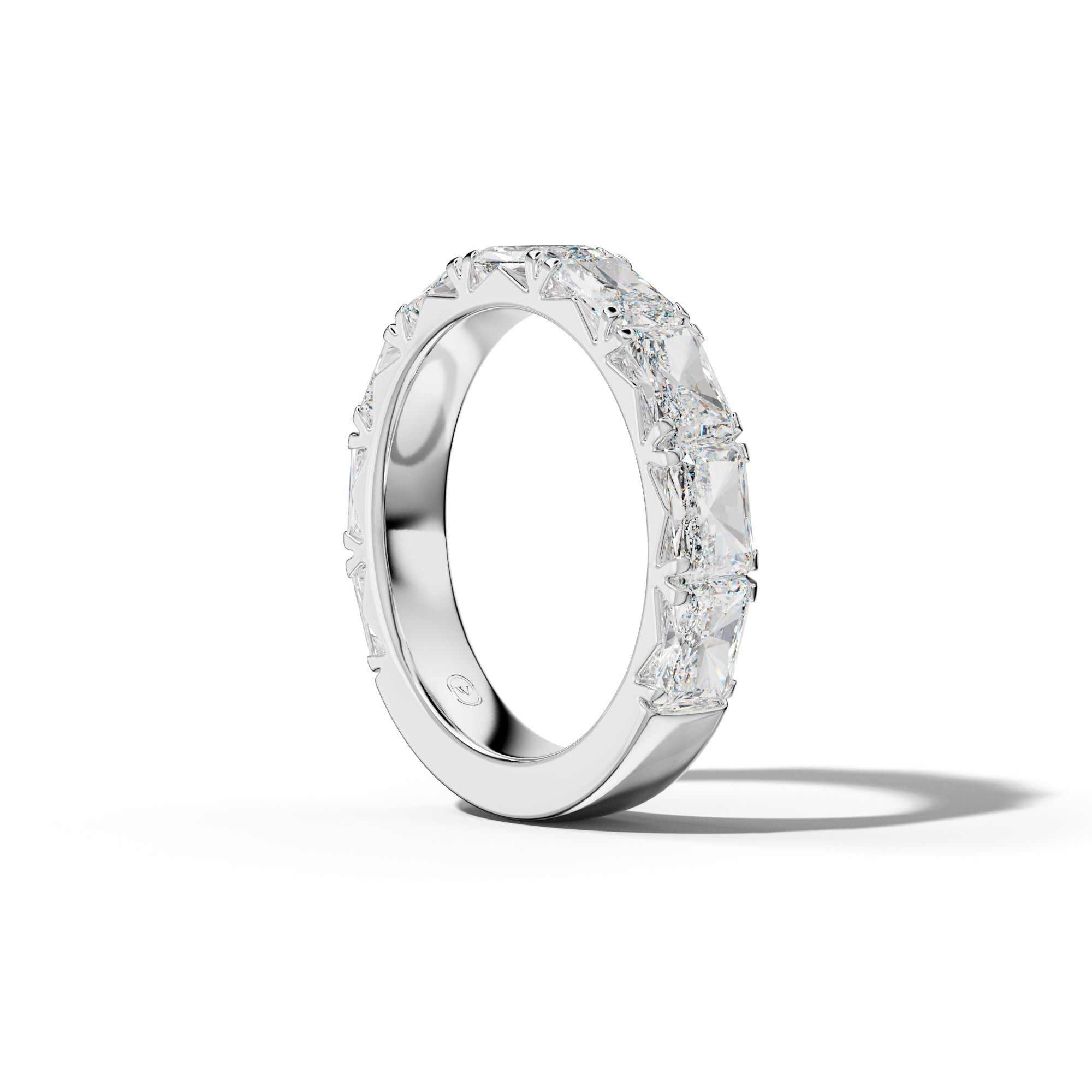 5.0 Carat East West Radiant Diamond French Pave 3/4 Anniversary Band