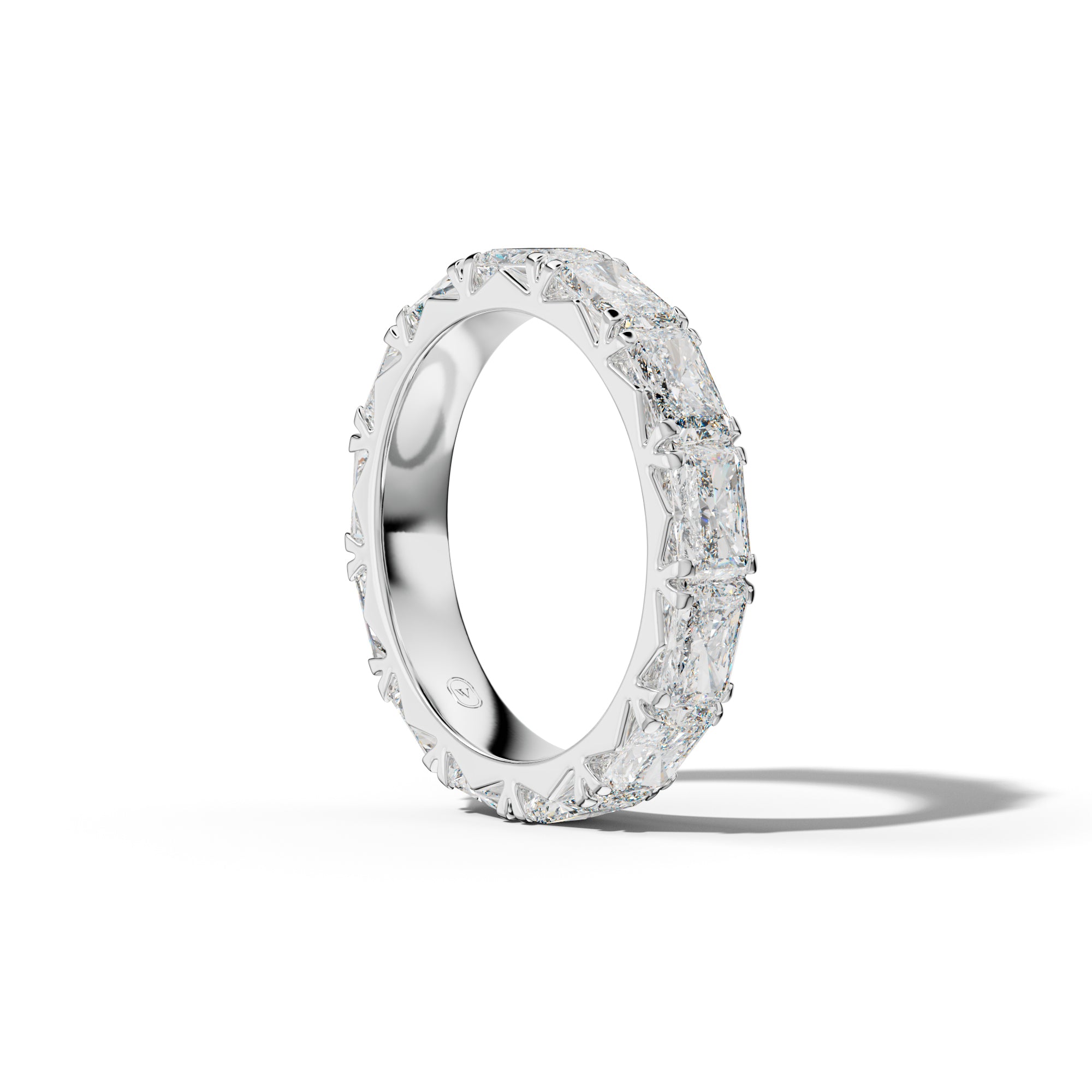 6.0 Carat East West Radiant Diamond French Pave Eternity Band