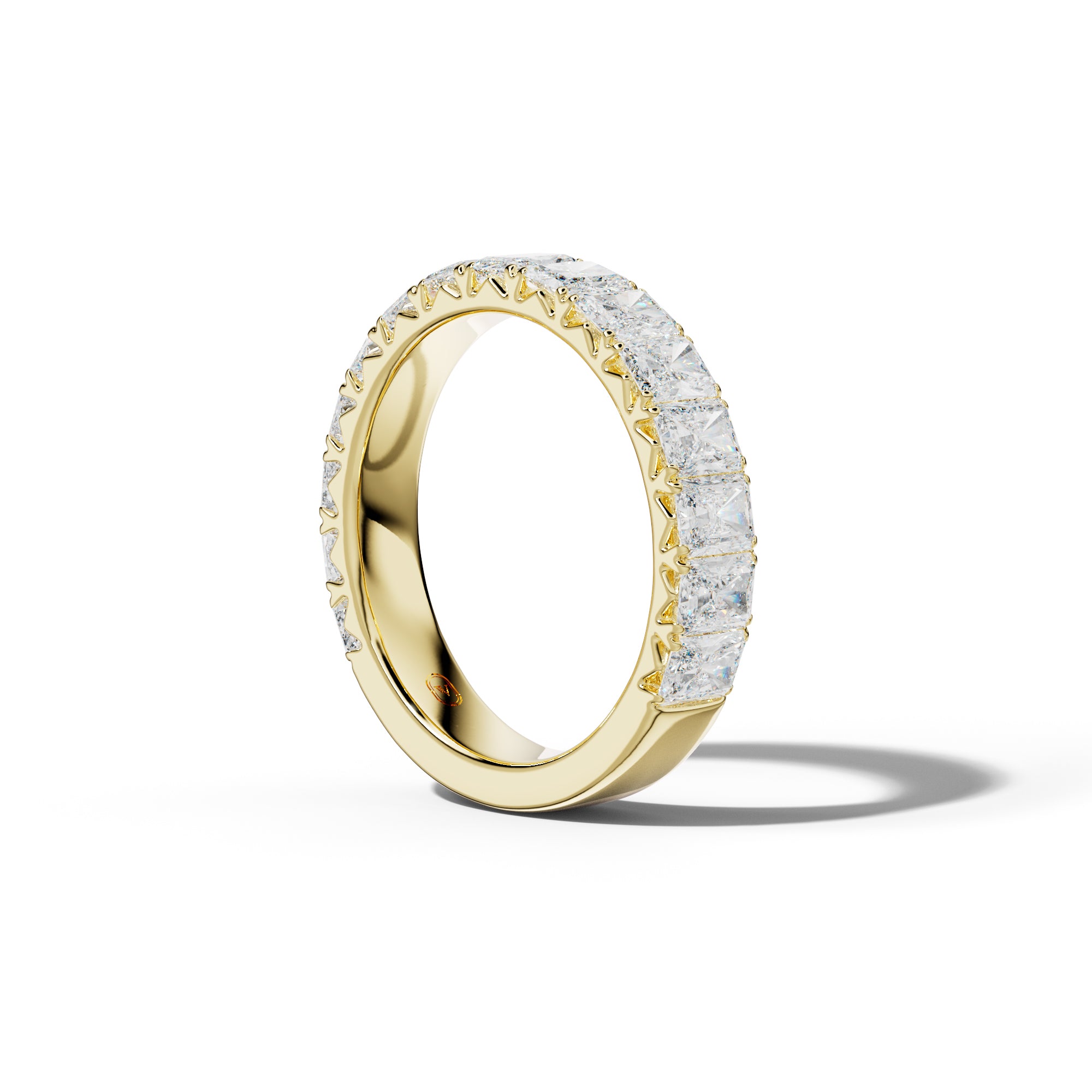 3.0 Carat Radiant Diamond French Pave 3/4 Anniversary Band