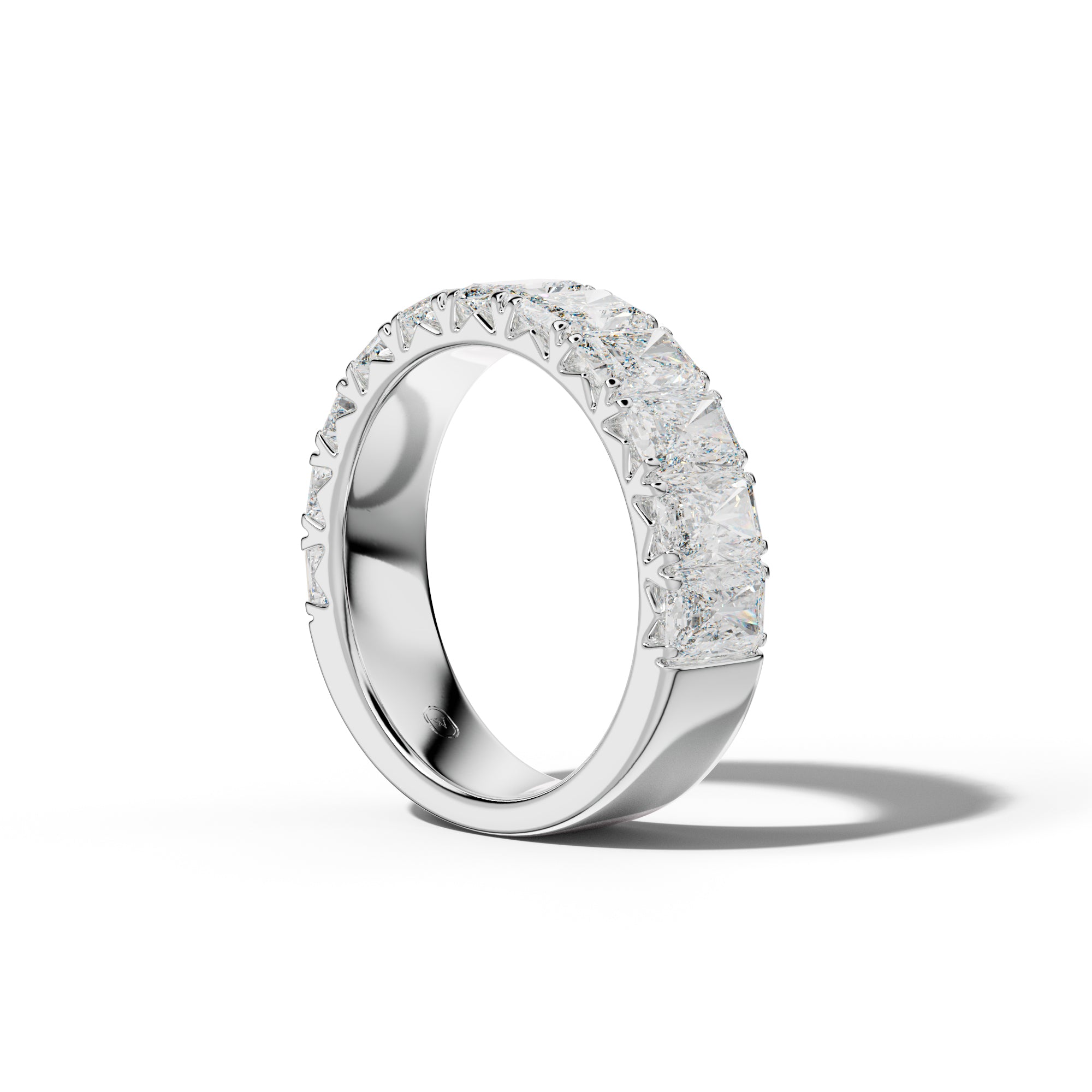 5.0 Carat Radiant Diamond French Pave Half Anniversary Band