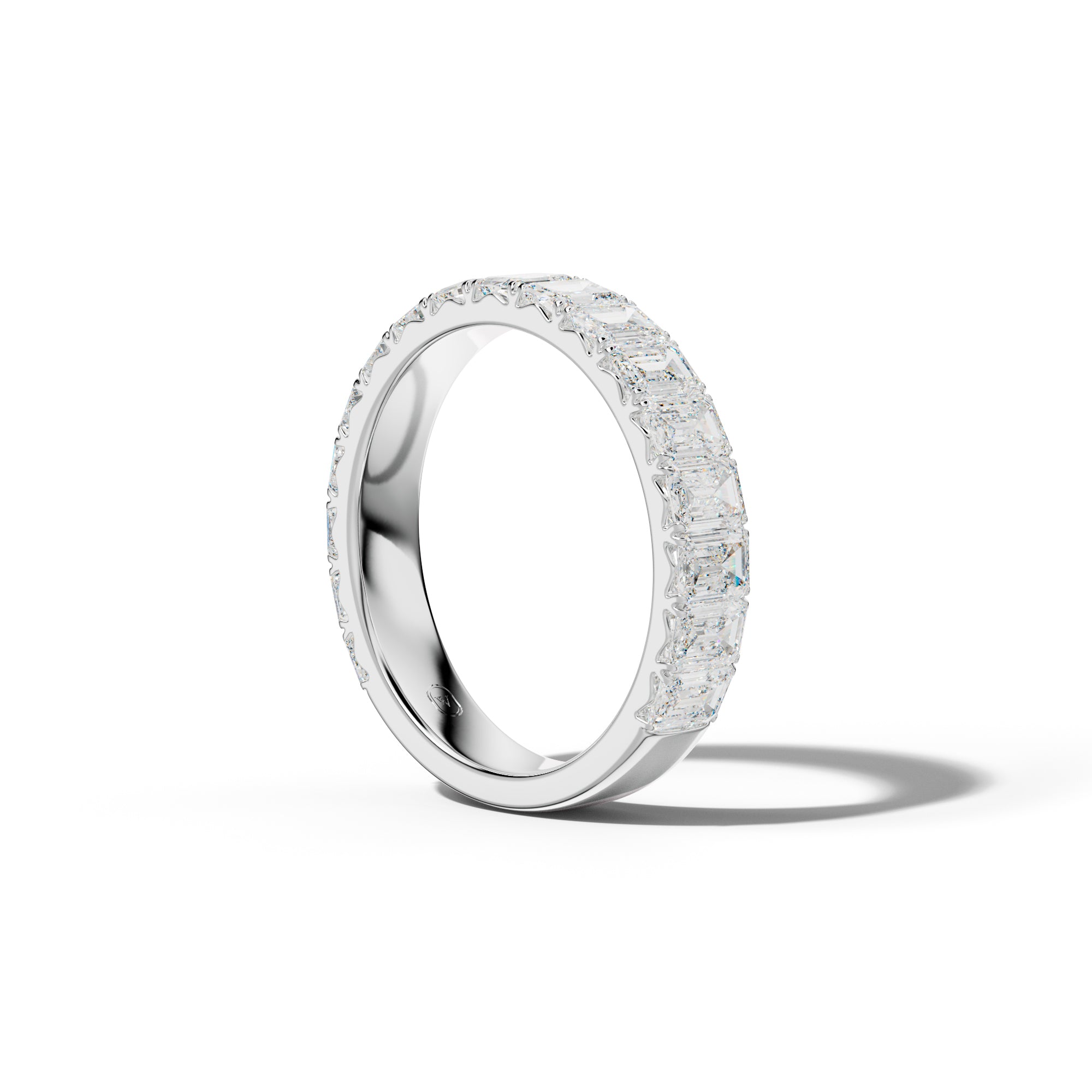 3.0 Carat Emerald Cut Diamond French Pave 3/4 Anniversary Band