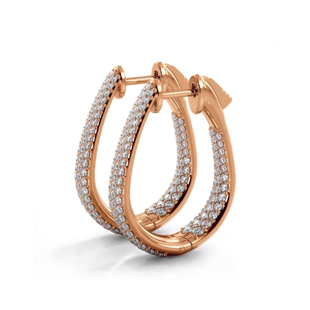 1.50 ctw. Inside Out Dome Pave Diamond Hoop Earrings-VIRABYANI