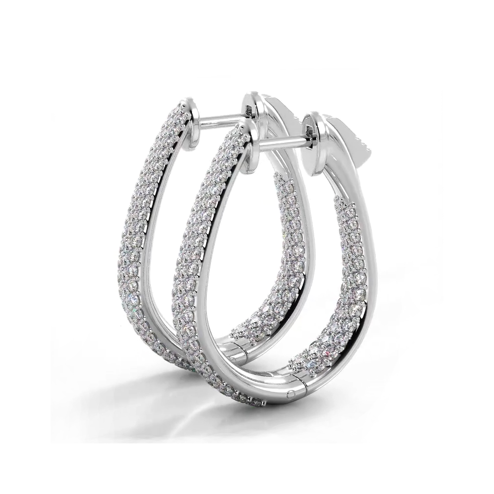 1.50 ctw. Inside Out Dome Pave Diamond Hoop Earrings-VIRABYANI