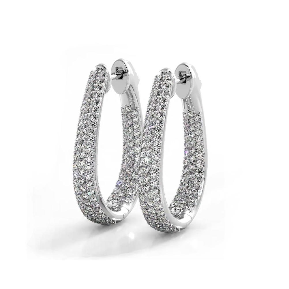 1.50 ctw. Inside Out Dome Pave Diamond Hoop Earrings-VIRABYANI