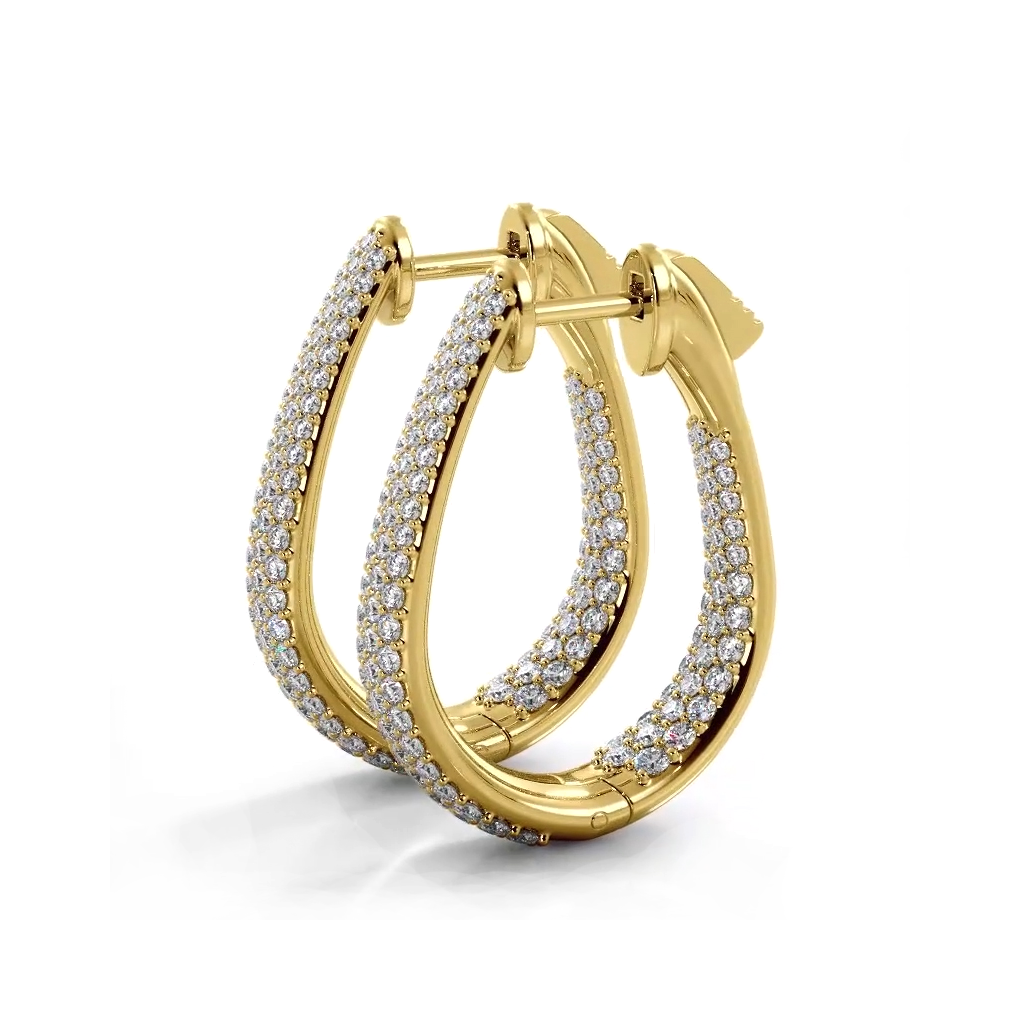 1.50 ctw. Inside Out Dome Pave Diamond Hoop Earrings-VIRABYANI