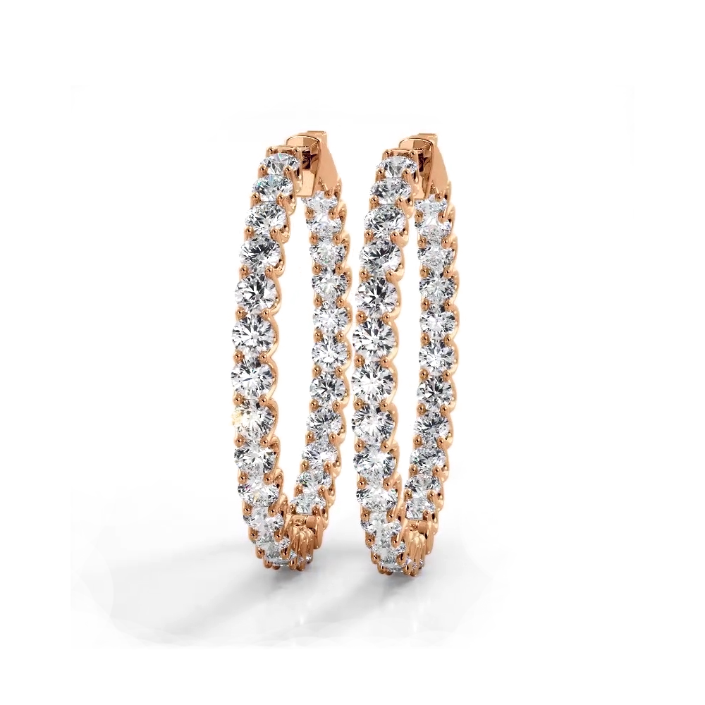 2.30 ctw. Inside Out U Prong Diamond Medium Hoop Earrings-VIRABYANI