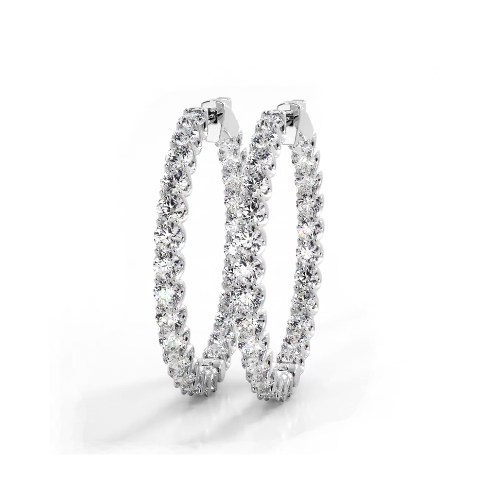 2.30 ctw. Inside Out U Prong Diamond Medium Hoop Earrings-VIRABYANI