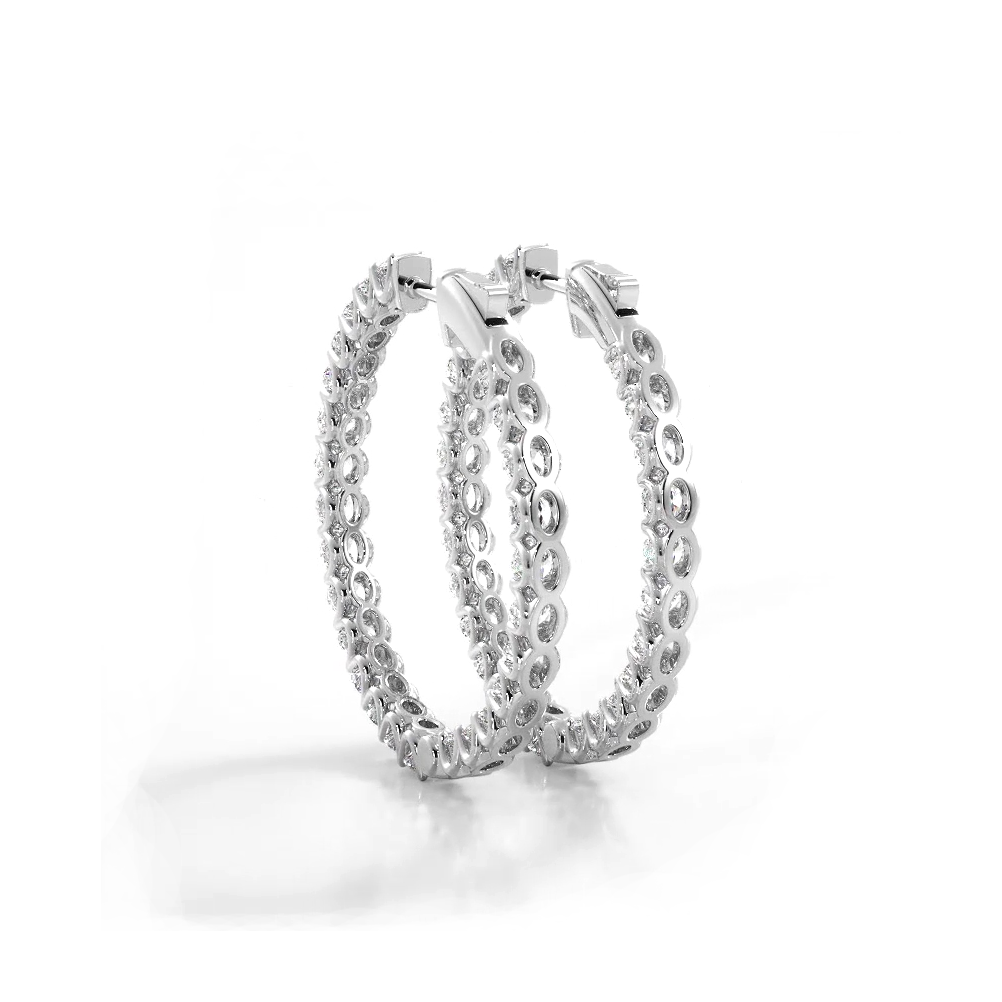 2.30 ctw. Inside Out U Prong Diamond Medium Hoop Earrings-VIRABYANI