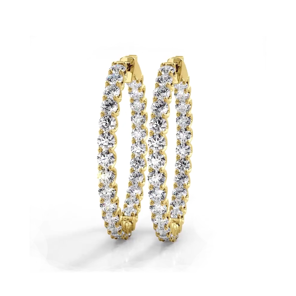 2.30 ctw. Inside Out U Prong Diamond Medium Hoop Earrings-VIRABYANI