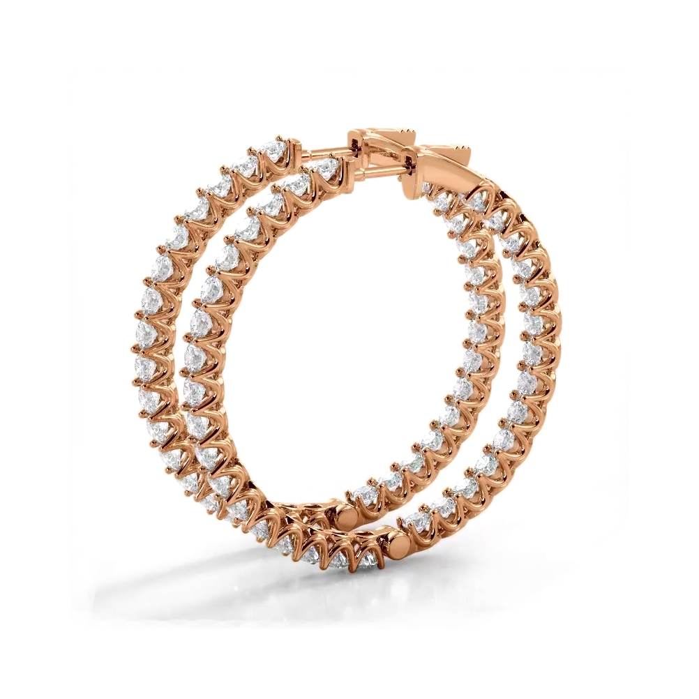 4.70 ctw. Inside Out U Setting Diamond Hoop Earrings-VIRABYANI