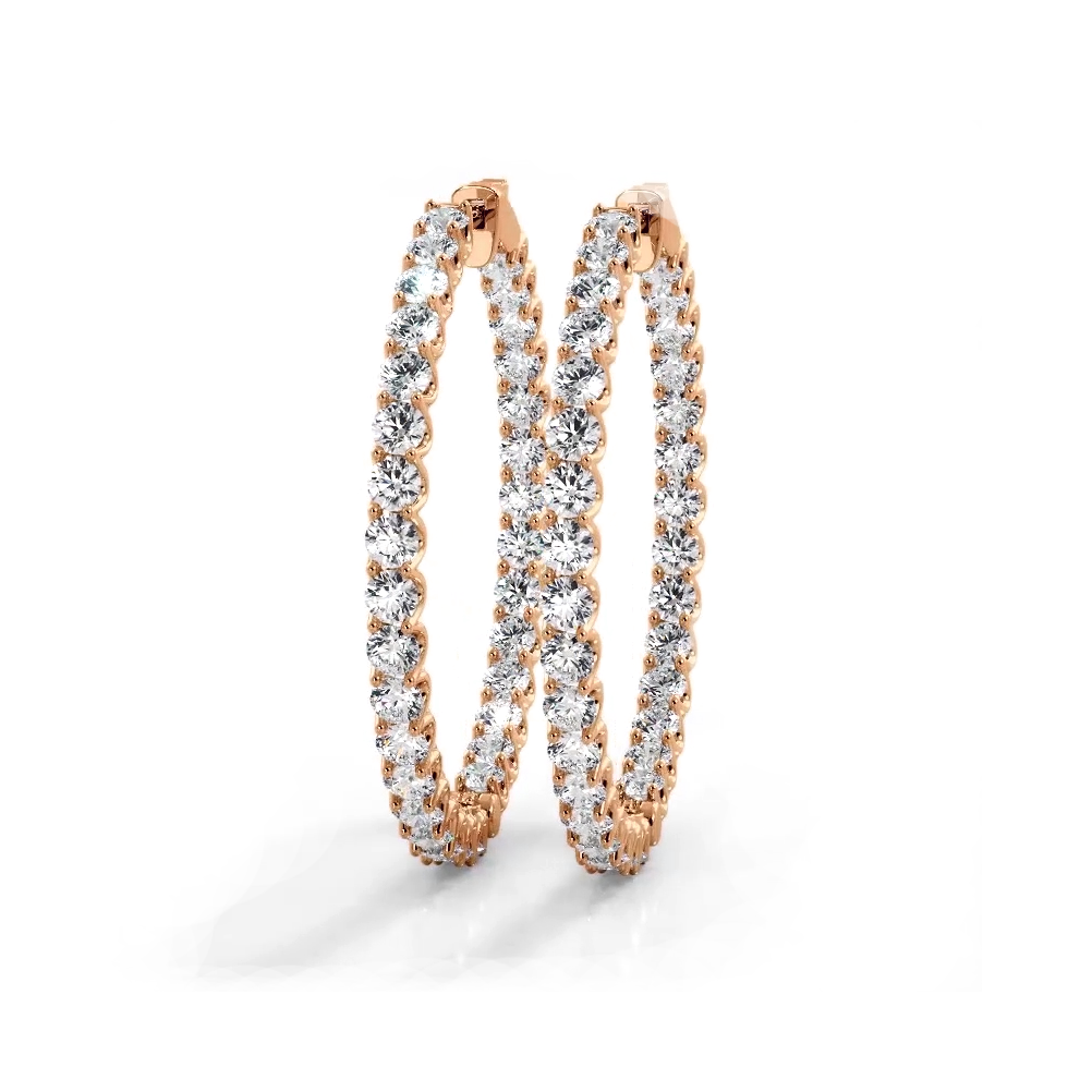 4.70 ctw. Inside Out U Setting Diamond Hoop Earrings-VIRABYANI