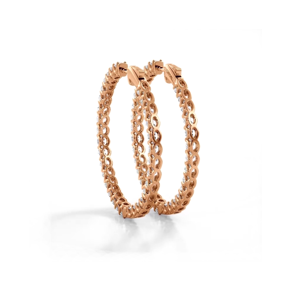 4.70 ctw. Inside Out U Setting Diamond Hoop Earrings-VIRABYANI