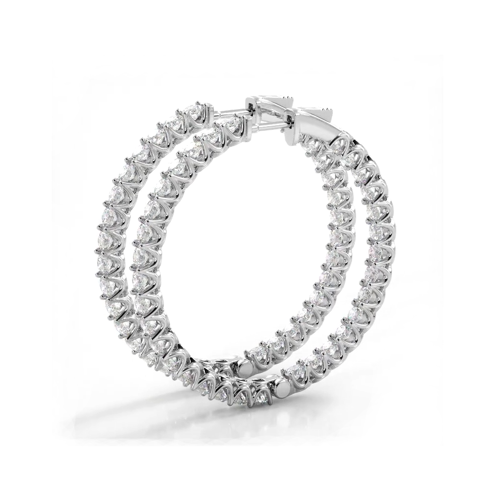 4.70 ctw. Inside Out U Setting Diamond Hoop Earrings-VIRABYANI