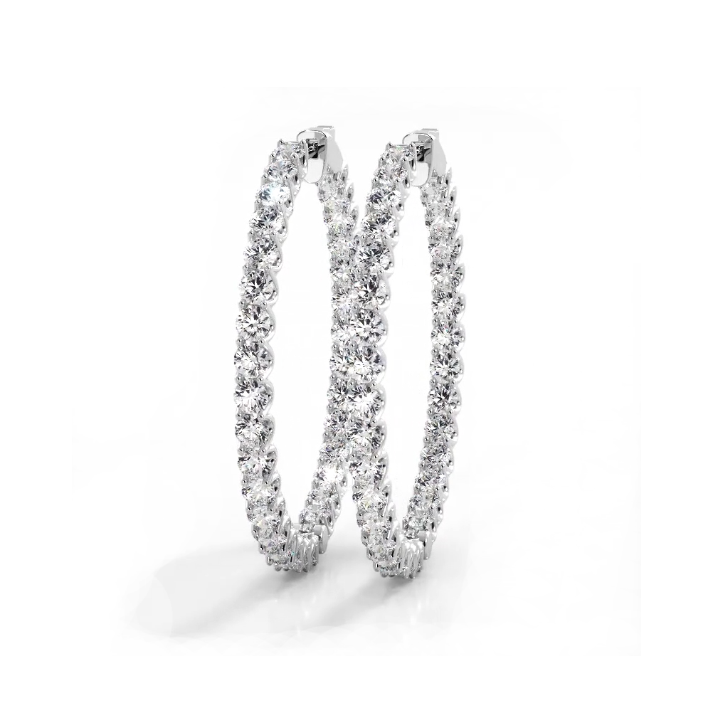 4.70 ctw. Inside Out U Setting Diamond Hoop Earrings-VIRABYANI