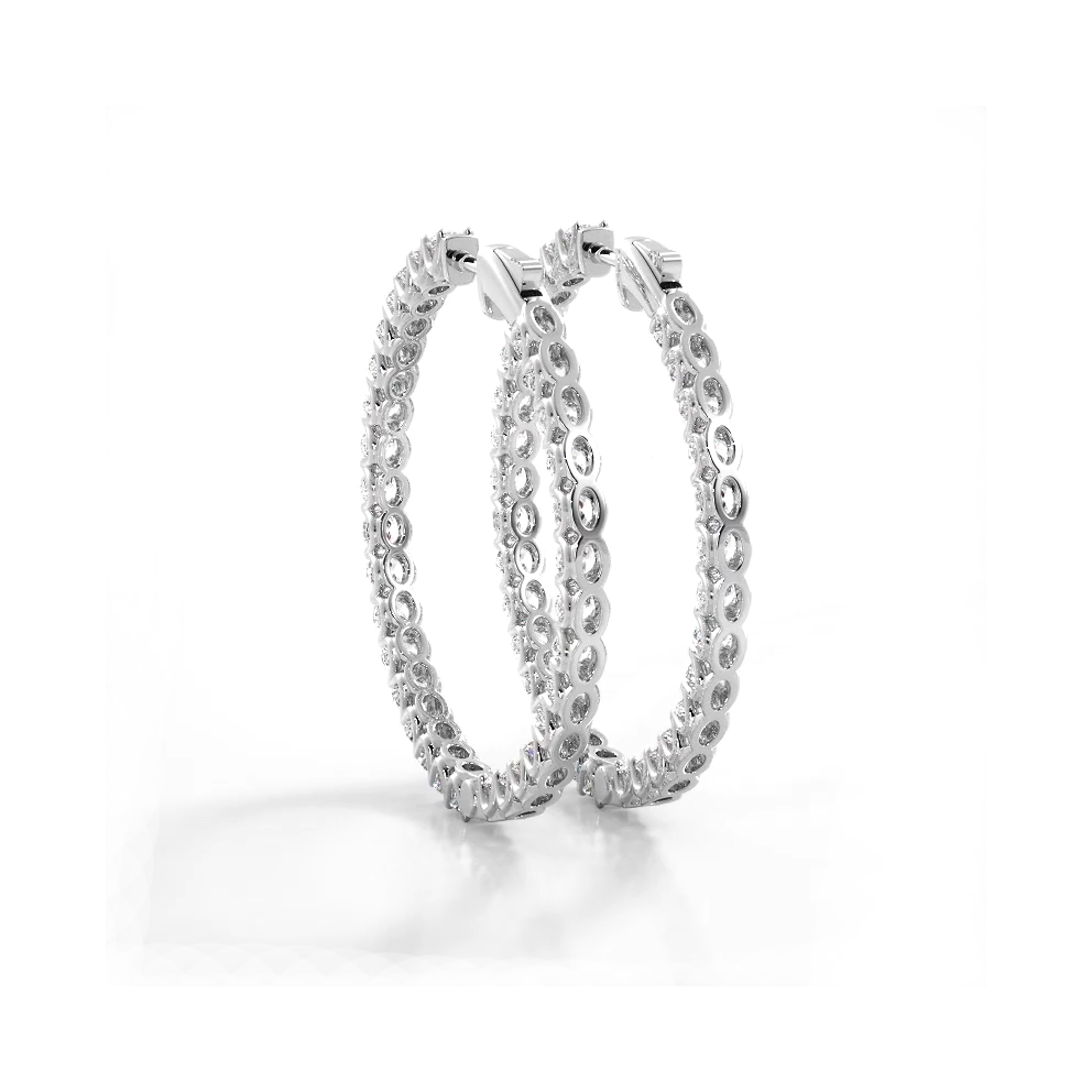 4.70 ctw. Inside Out U Setting Diamond Hoop Earrings-VIRABYANI