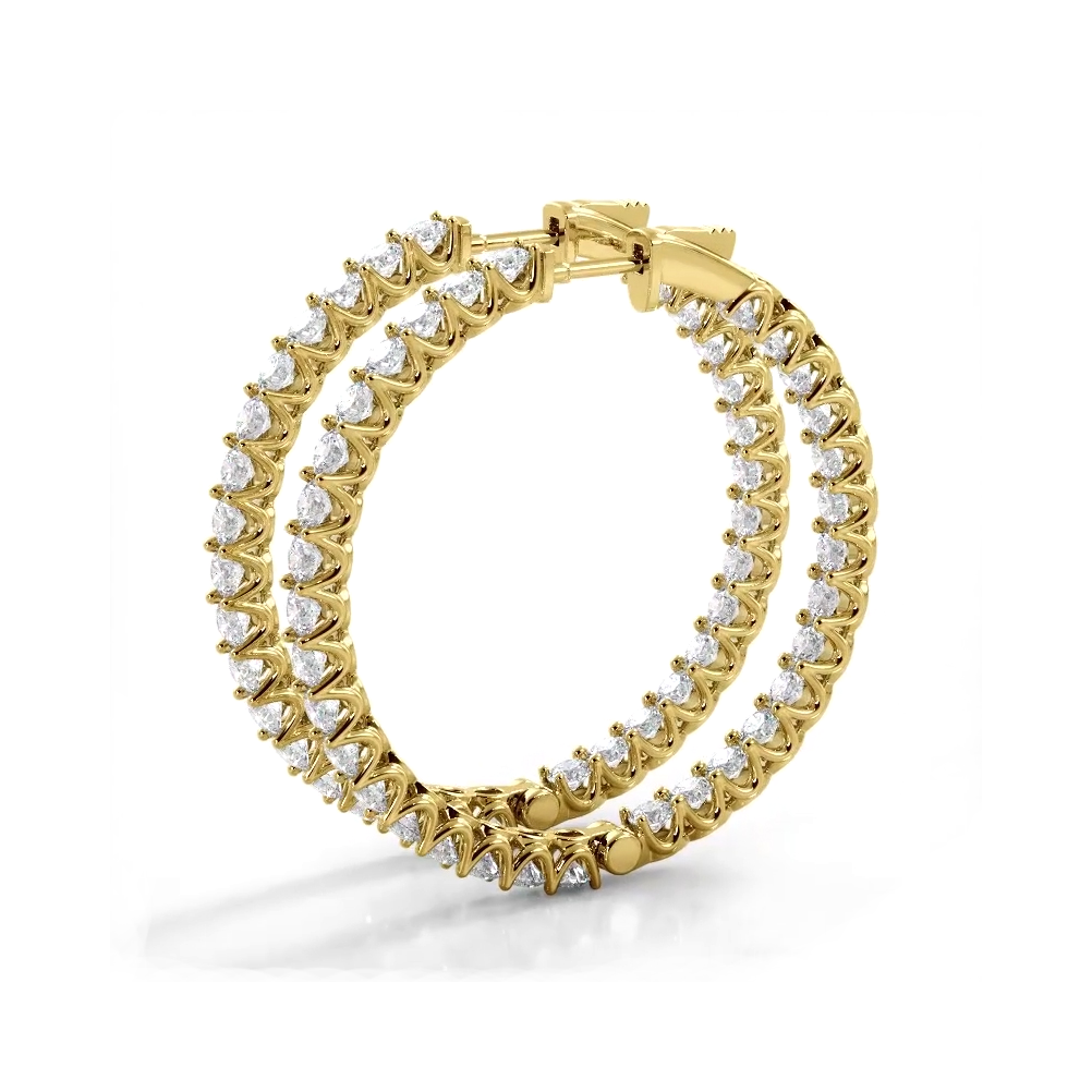 4.70 ctw. Inside Out U Setting Diamond Hoop Earrings-VIRABYANI