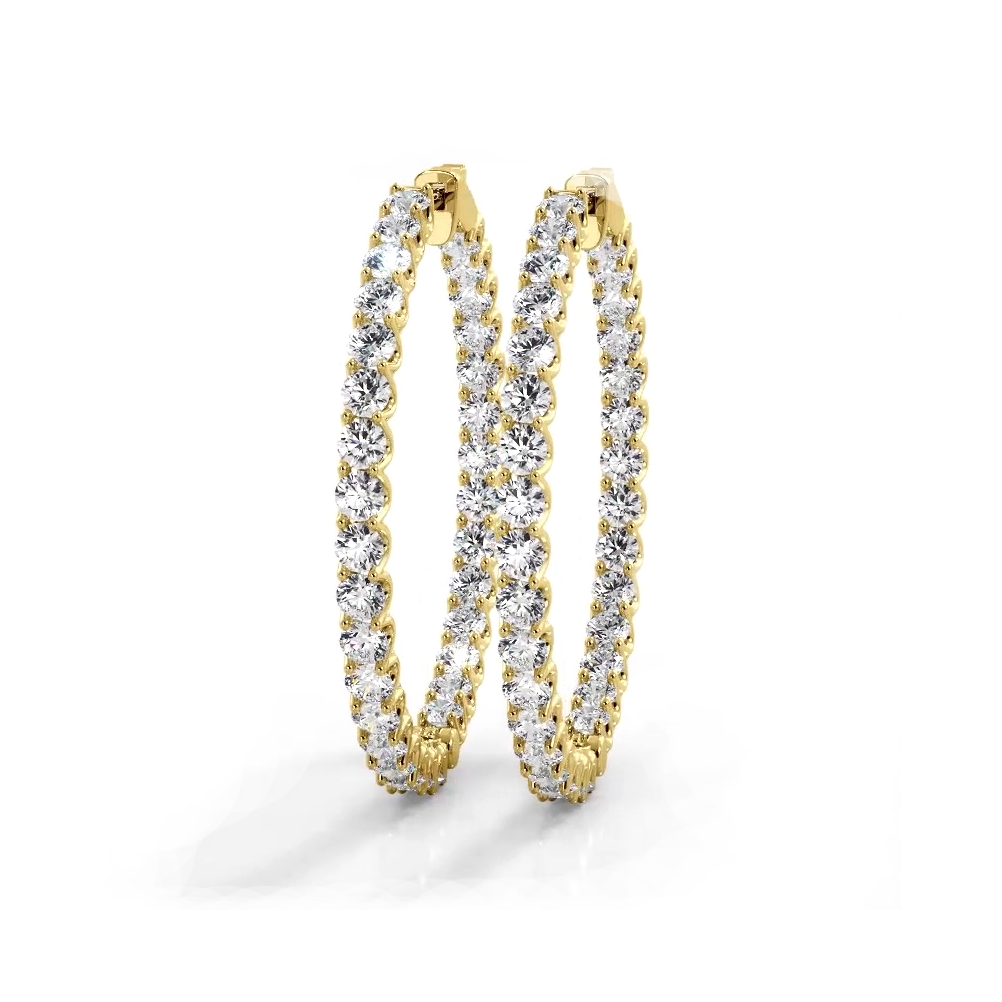 4.70 ctw. Inside Out U Setting Diamond Hoop Earrings-VIRABYANI