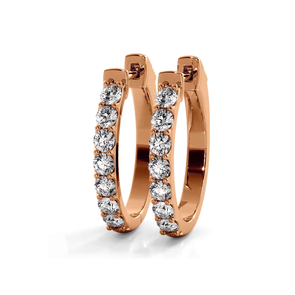 1.0 ctw. Diamond Hoop Earrings Classic Shared Prong Design-VIRABYANI