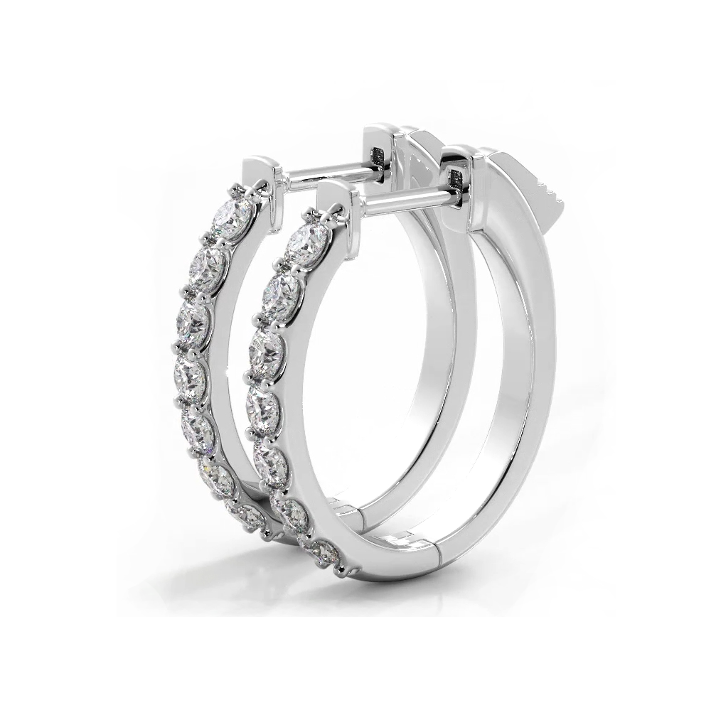 1.0 ctw. Diamond Hoop Earrings Classic Shared Prong Design-VIRABYANI