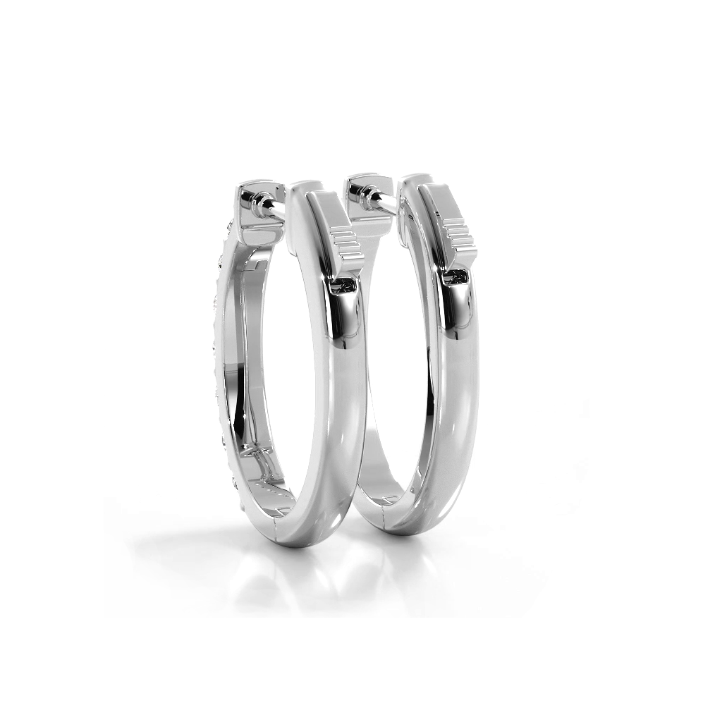 1.0 ctw. Diamond Hoop Earrings Classic Shared Prong Design-VIRABYANI