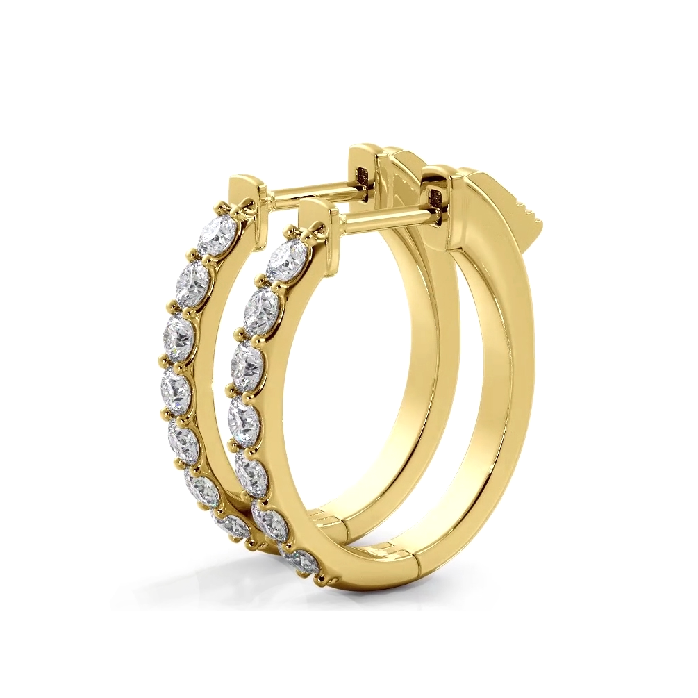 1.0 ctw. Diamond Hoop Earrings Classic Shared Prong Design-VIRABYANI