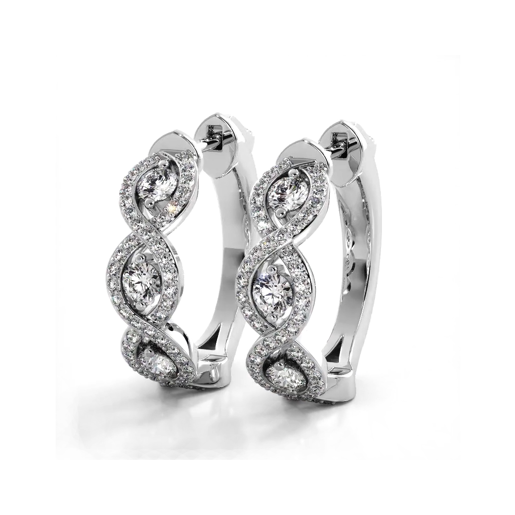 Infinity Style 1.0 ctw. Diamond Hoop Earrings-VIRABYANI